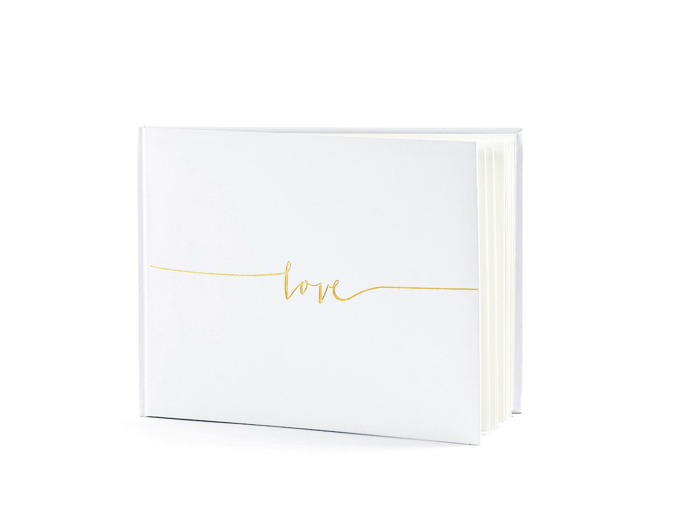 partydeco Notizbuch, Gästebuch zur Hochzeit Love mit 44 blanko Seiten, weiß / gold