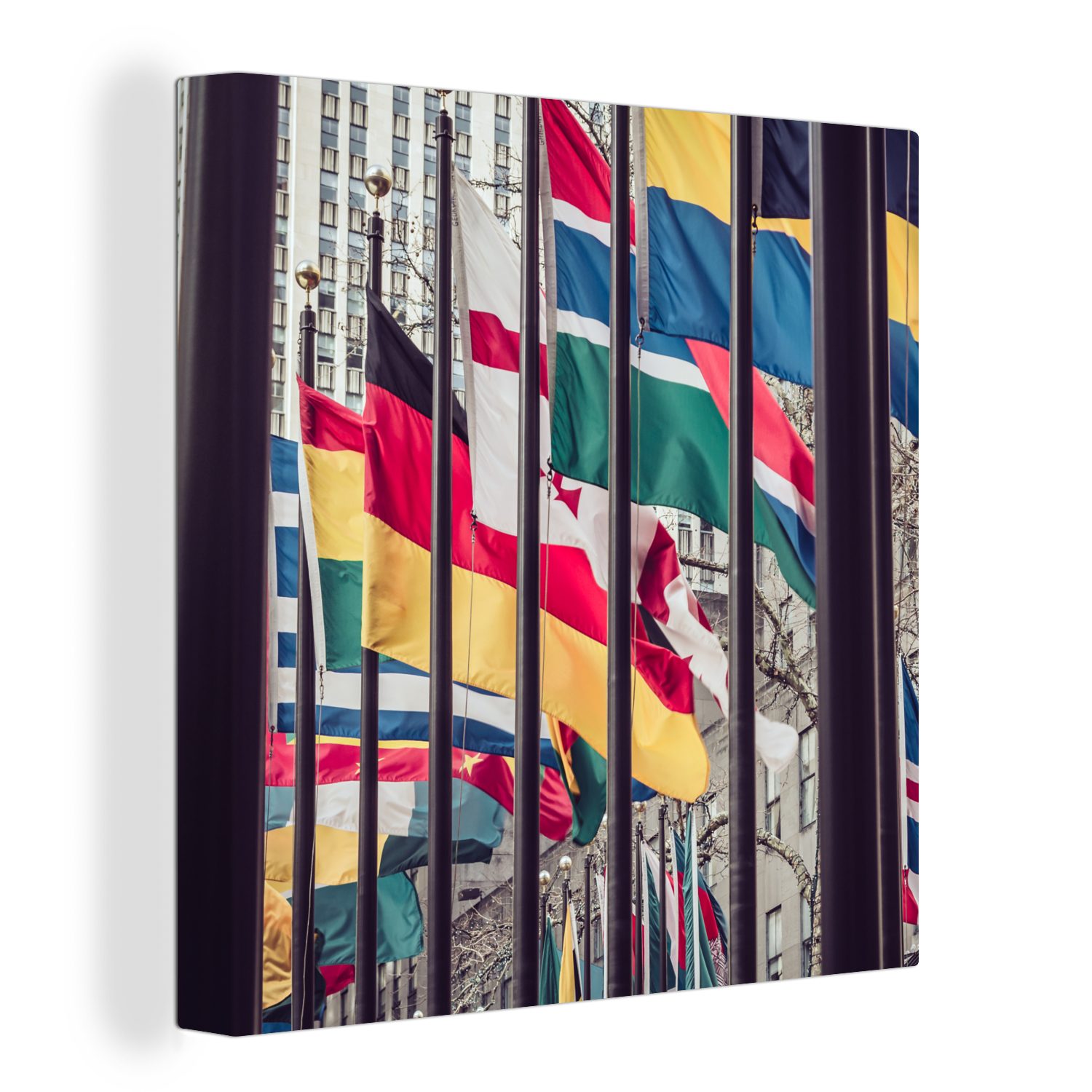 OneMillionCanvasses® Leinwandbild Schlafzimmer Nationale Leinwand (1 Wohnzimmer Länder, St), für Flaggen der Bilder verschiedenen