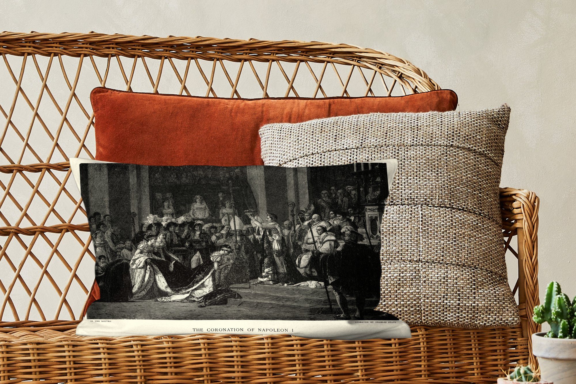 MuchoWow Dekokissen Dekokissen großen einer Wohzimmer Bonaparte Füllung, und Napoleon Illustration Gruppe von, Schlafzimmer Zierkissen, mit von Dekoration,