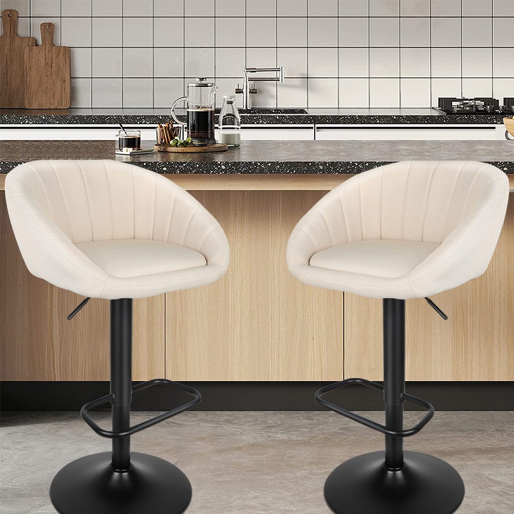 JEOBEST Barhocker Küchenhocker Bistrohocker Tresenhocker, Gute gepolstert, (2er Set), Hocker aus Fabric mit Lehne Fußstütze, drehbar