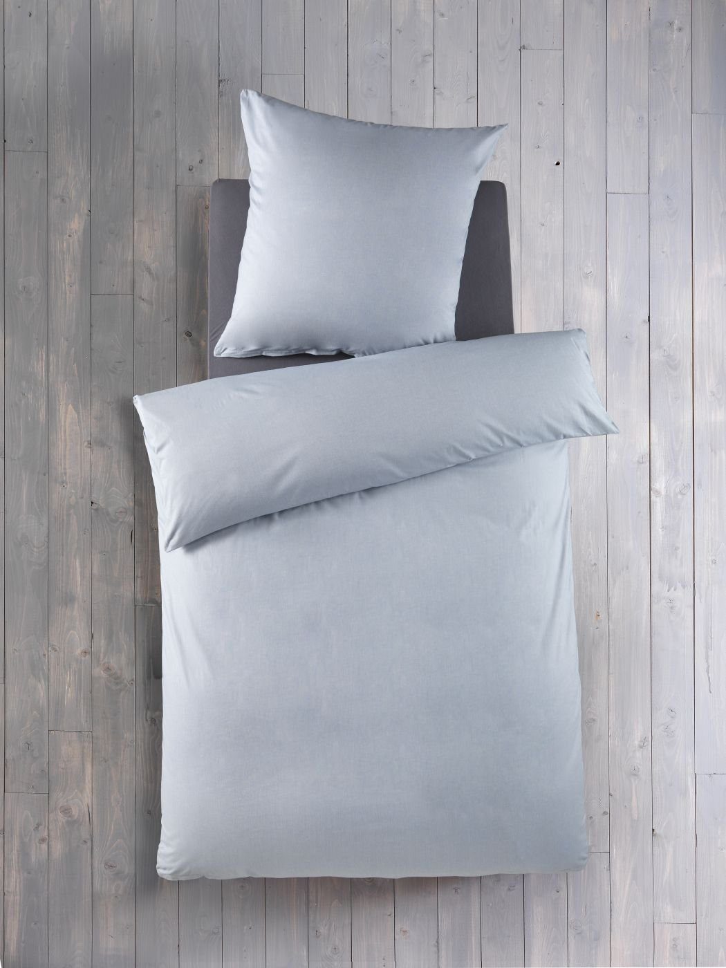 Bettwäsche Chambray 135 cm x 200 cm eisblau, Optidream, Baumolle, 2 teilig, Bettbezug Kopfkissenbezug Set kuschelig weich hochwertig