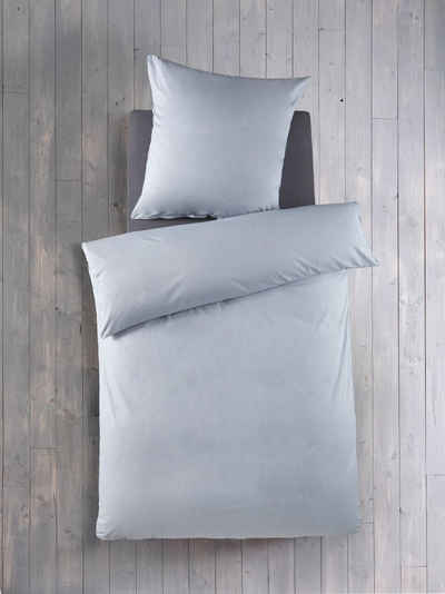 Bettwäsche Chambray 135 cm x 200 cm eisblau, soma, Baumolle, 2 teilig, Bettbezug Kopfkissenbezug Set kuschelig weich hochwertig
