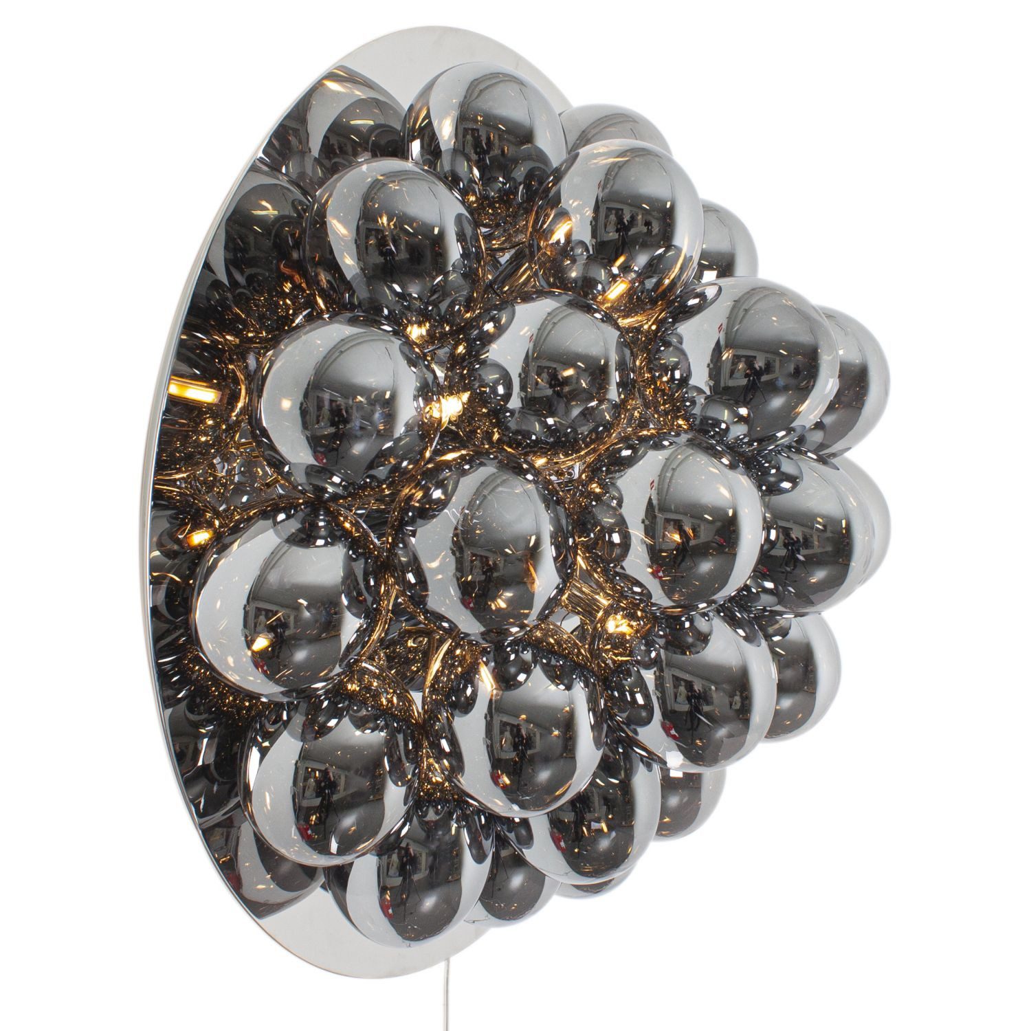 Licht-Erlebnisse Wandleuchte MAGNUS, ohne Leuchtmittel, mit Stecker Kabel rund Ø 60 cm groß Rauchglas Metall Dekolampe Wand