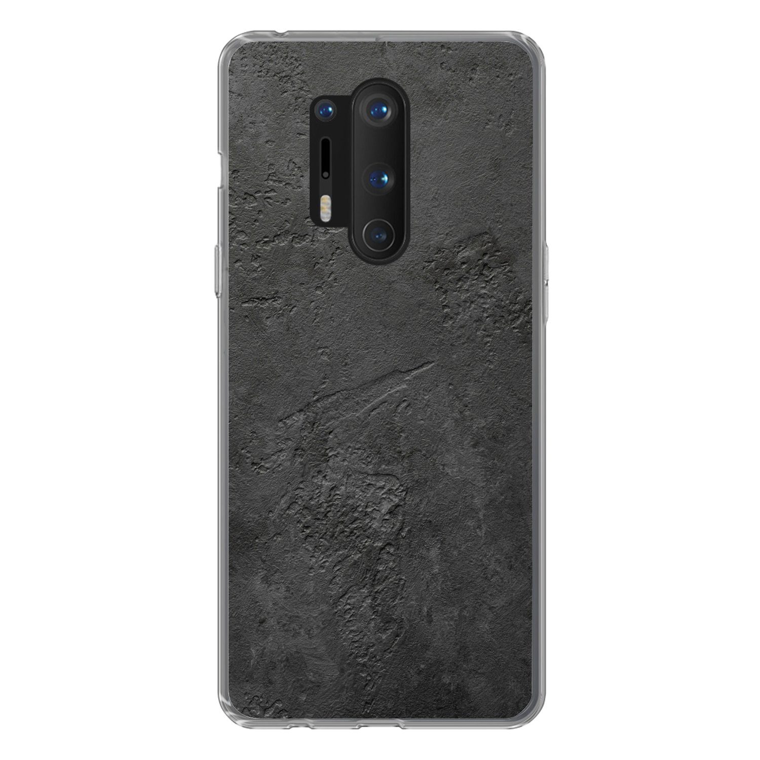 MuchoWow Handyhülle für OnePlus 8 Pro Beton - Strukturiert - Industriell - Schwarz - Grau, Phone Case, Silikon, Schutzhülle Dünn