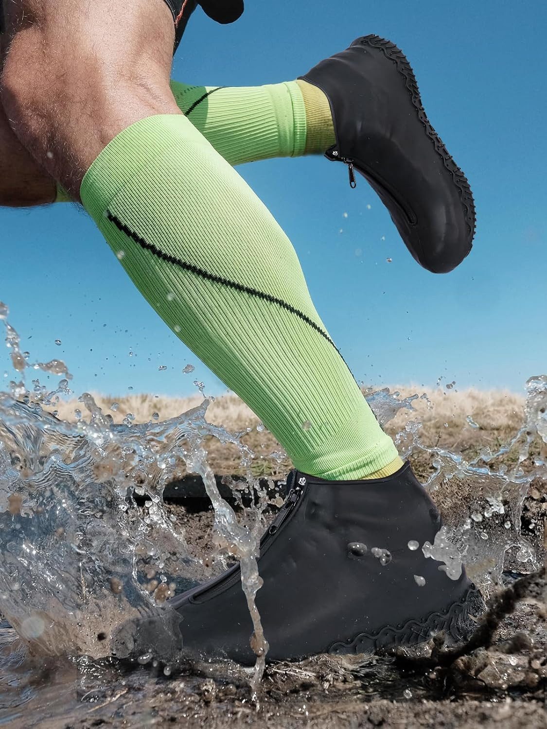 Coonoor Schuhüberzieher Wasserdichte Silikon-Überschuhe mit Reißverschluss, rutschfest für Männer und Frauen – Bild 2 von 5
