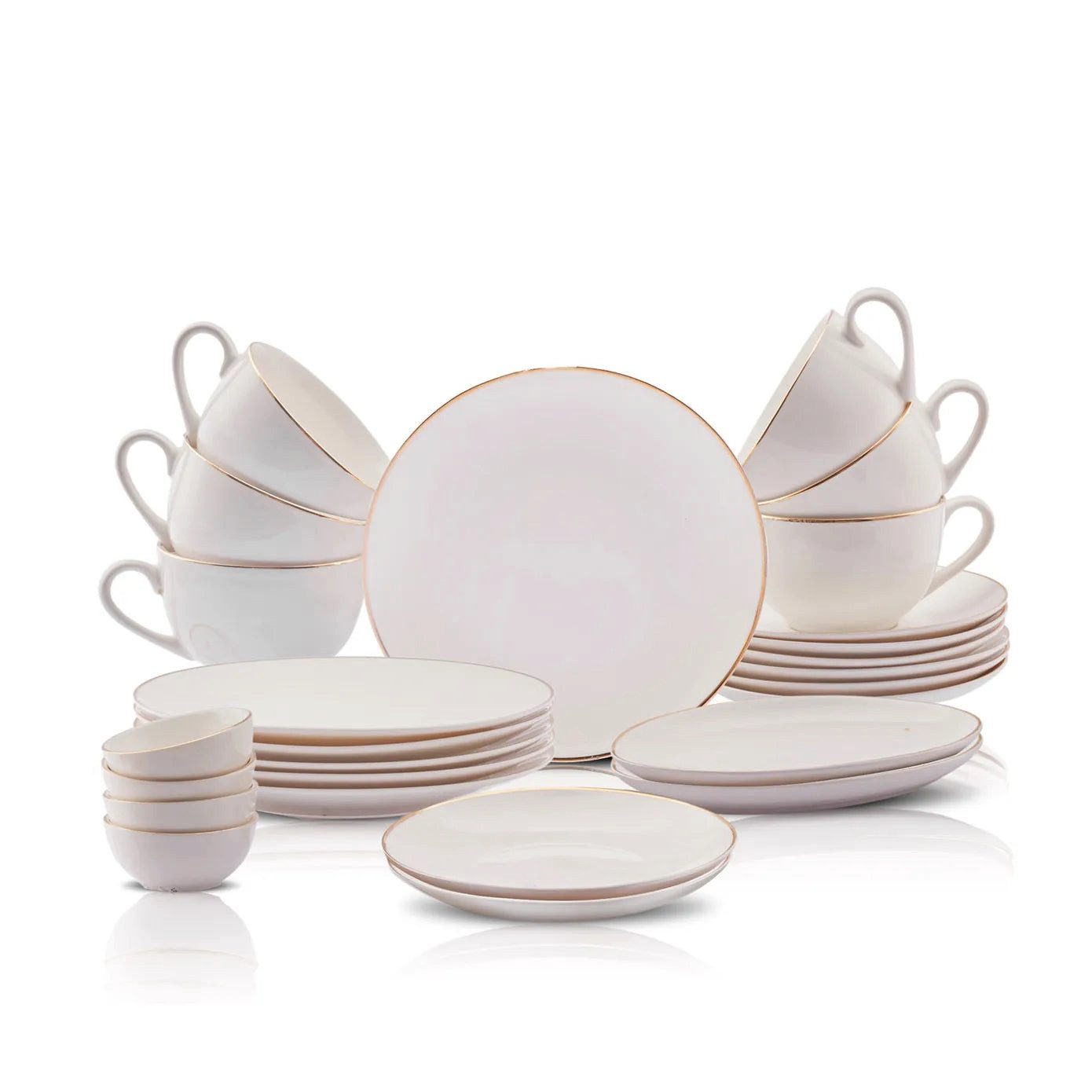 Karaca Geschirr-Set Karaca Elegance Bone Marcelo 26-Teiliges 6-Personen Frühstücksset Gold (26-tlg), 6 Personen, KNOCHENPORZELLAN