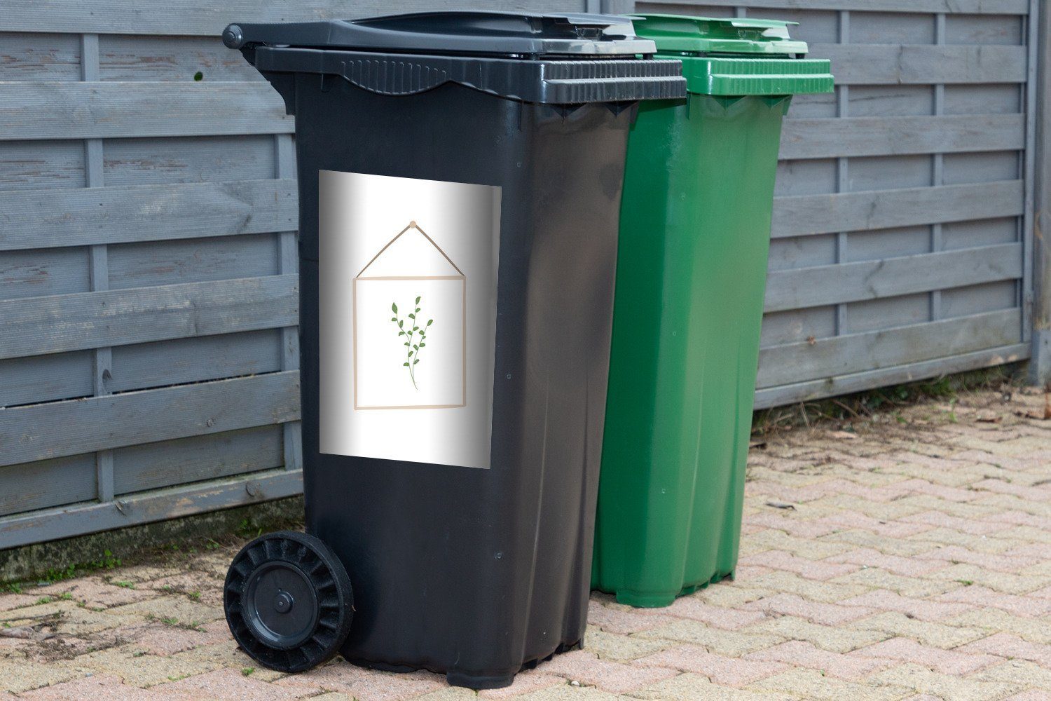 Abfalbehälter Liste Container, Mülltonne, MuchoWow Mülleimer-aufkleber, Wandsticker - (1 Blätter - St), Pflanze Sticker,