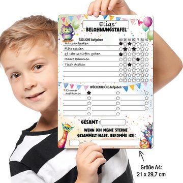 TOBJA Magnettafel Belohnungstafel Kinder A4 Monster magnetisch, (Packung), Töpfchentraining und Alltagsroutinen mit Monster Design