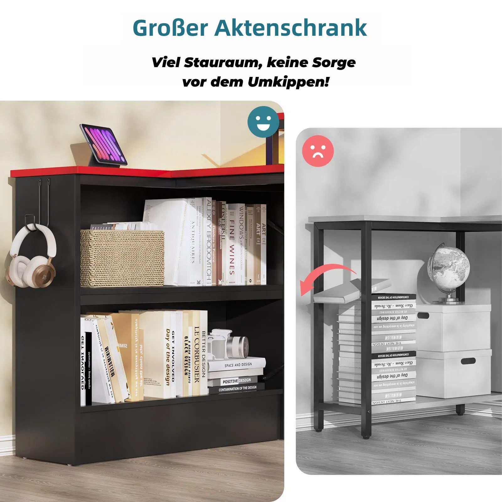 Bestier Computertisch Schreibtisch mit RGB-Beleuchtung und Halterungen (107x80x89cm Reversibler Gamingtisch mit Stauraum, Monitorständer), Eckschreibtisch Breit – Bild 2 von 5