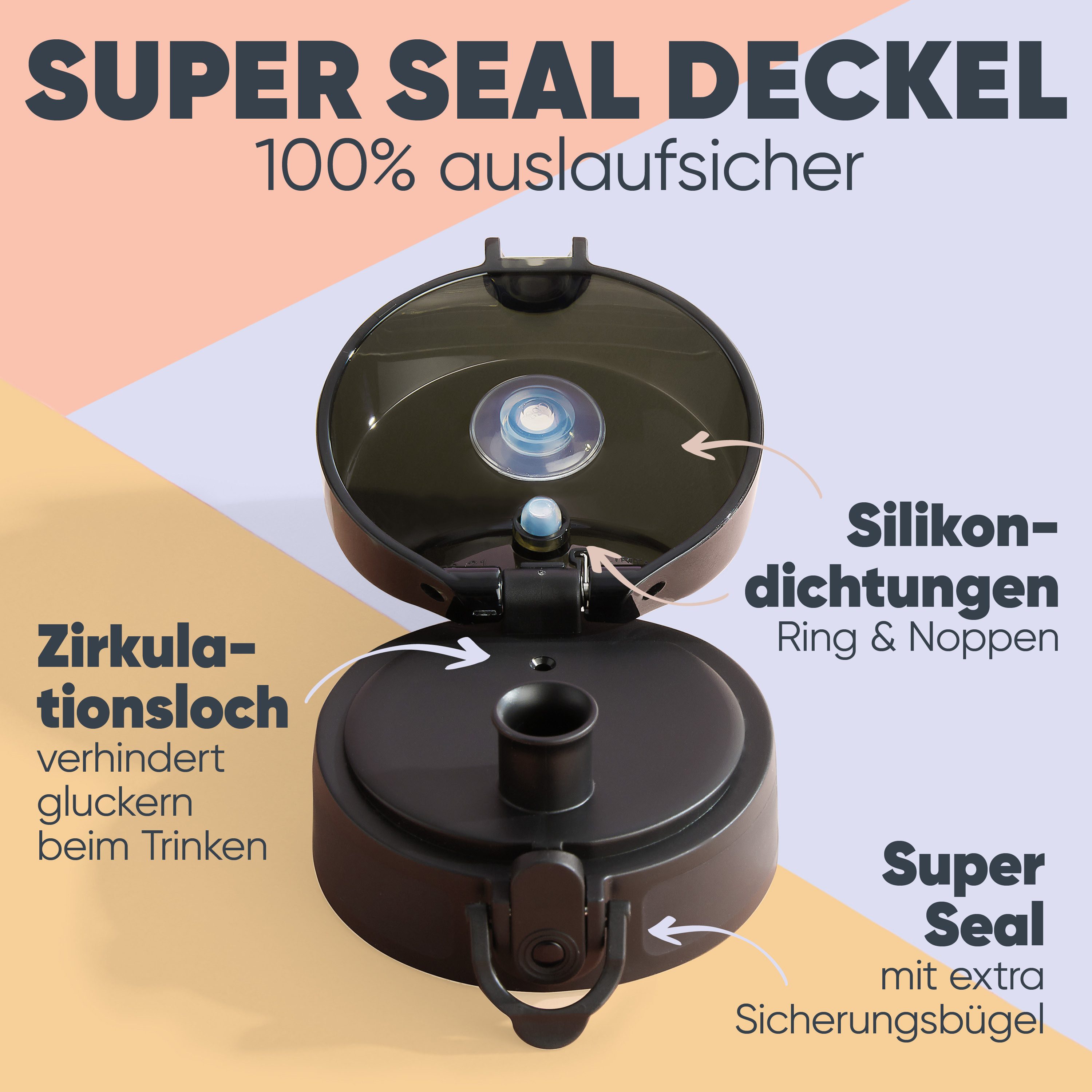 Blumtal Trinkflasche auslaufsichere Trinkflasche Sport + 1-Klick-Verschluss, BPA-freie Wasserflasche mit Sieb - spülmaschinenfest