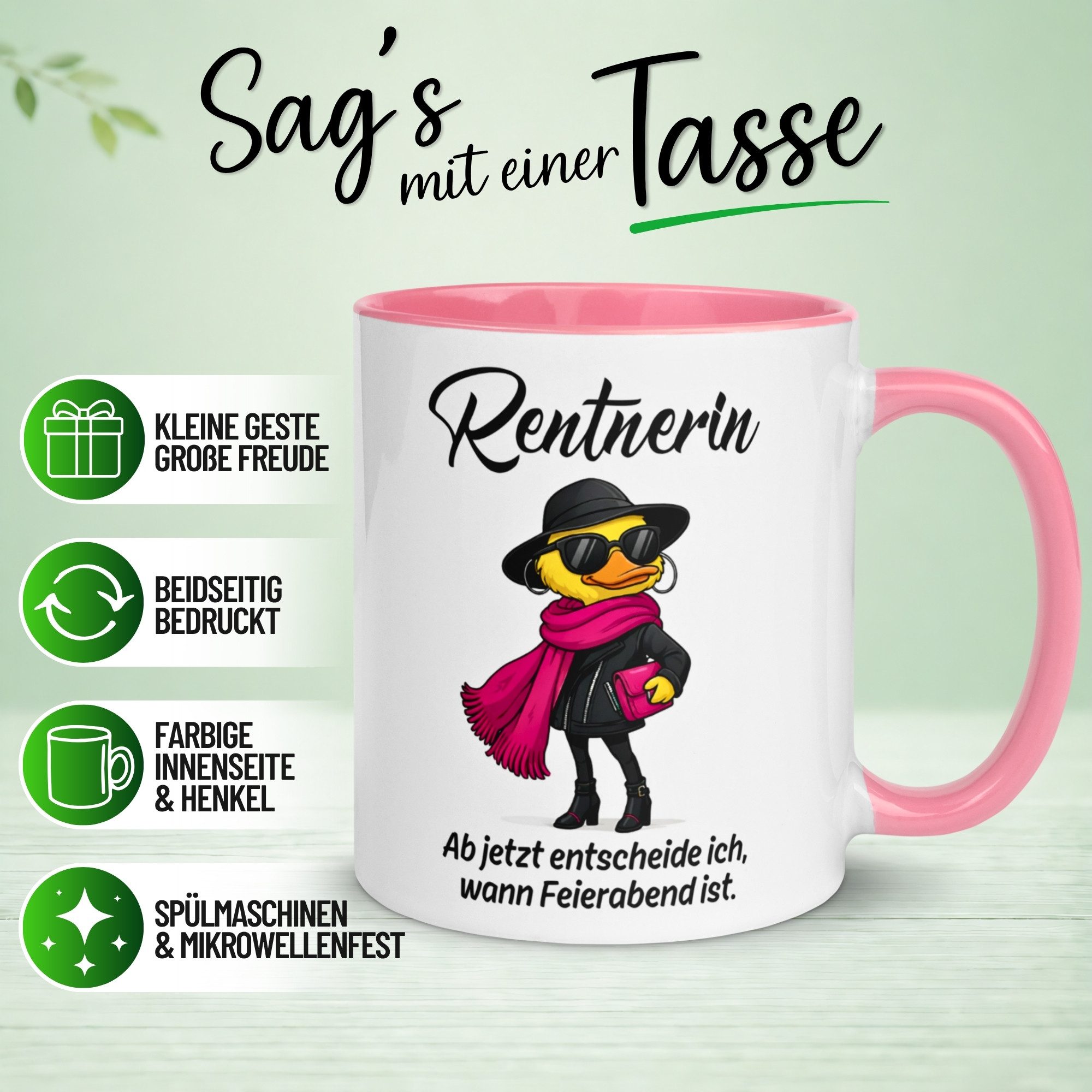 Momentals Tasse Rentnerin – „Ab jetzt entscheide ich den Feierabend“ – Rente Frau, Gratis Versand · Links-&Rechtshänder · Spülmaschinenfest