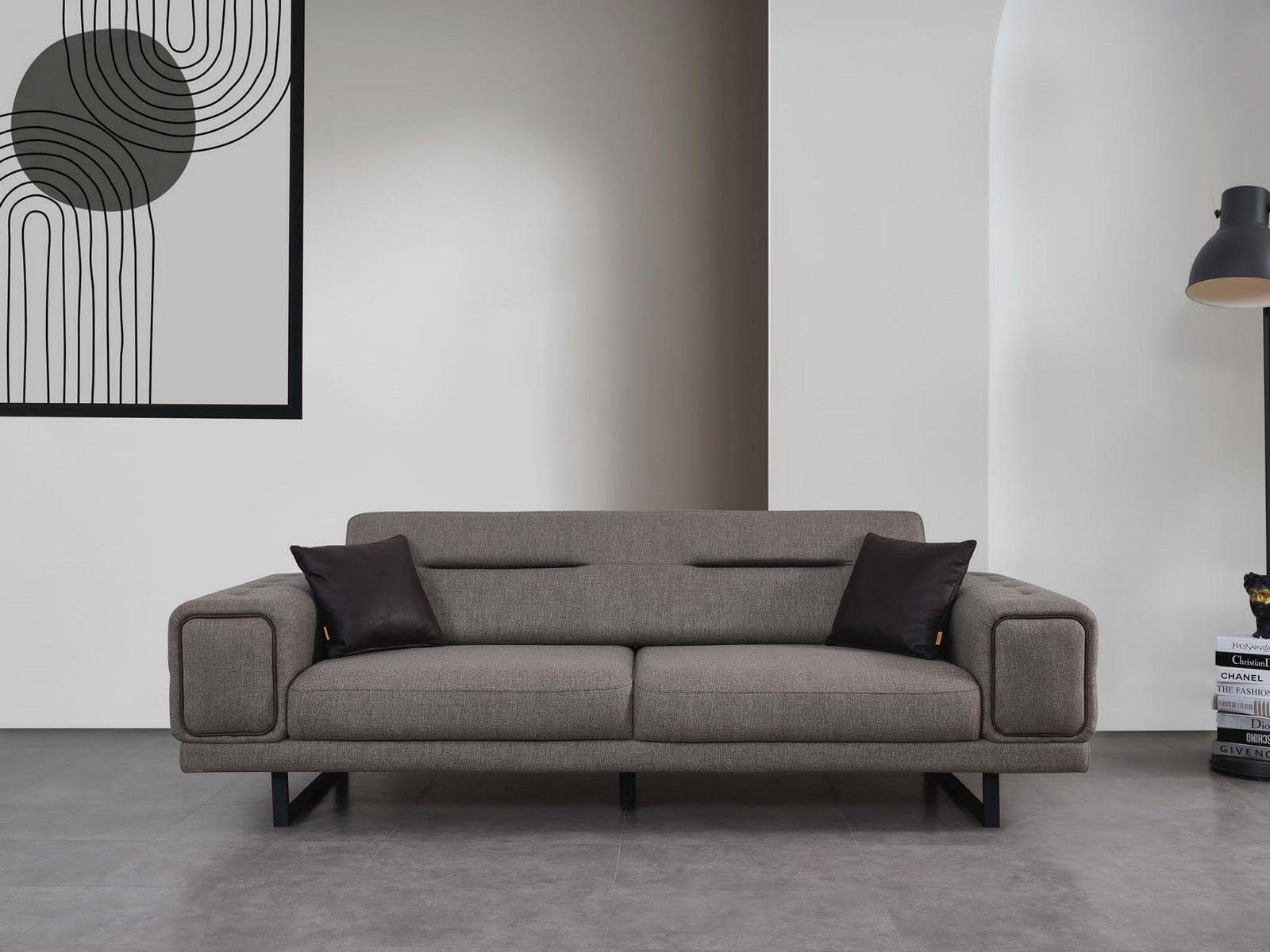 2x Sofa Luxus Europa Sessel, Wohnzimmer Made Komplett Sofa, Sofas (3-St., in Dreisitzer Wohnzimmer-Set Modern JVmoebel 2x Sessel),