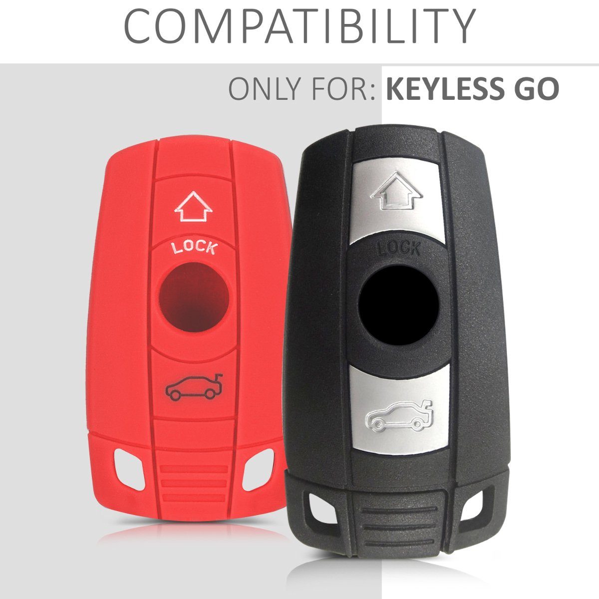 Schlüsseltasche Autoschlüssel Silikon Schlüssel Rot BMW, Hülle für Cover Schlüsselhülle Case kwmobile