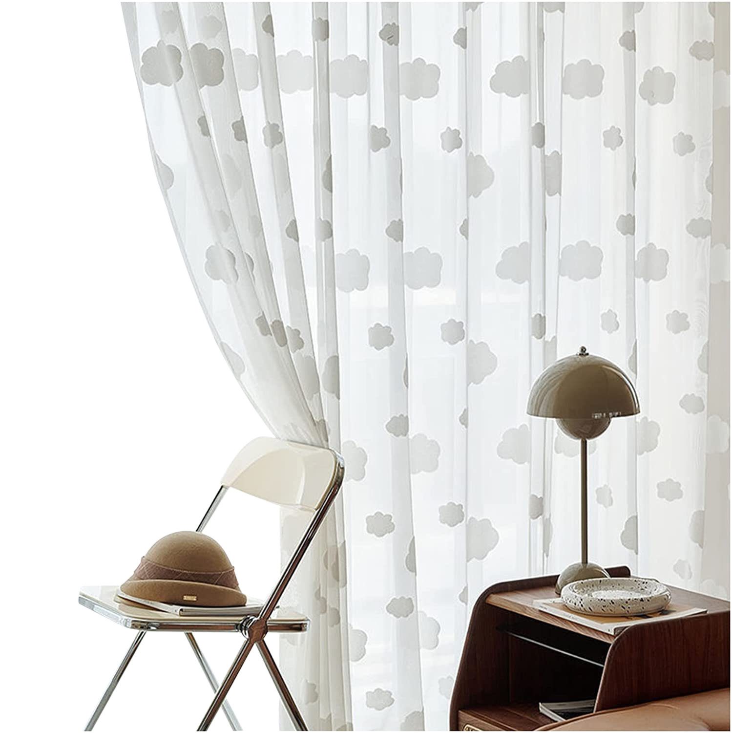 BYSURE Vorhang (2 St), Ösen, transparent, Jacquard Voile-Vorhang Wolken Wei günstig online kaufen