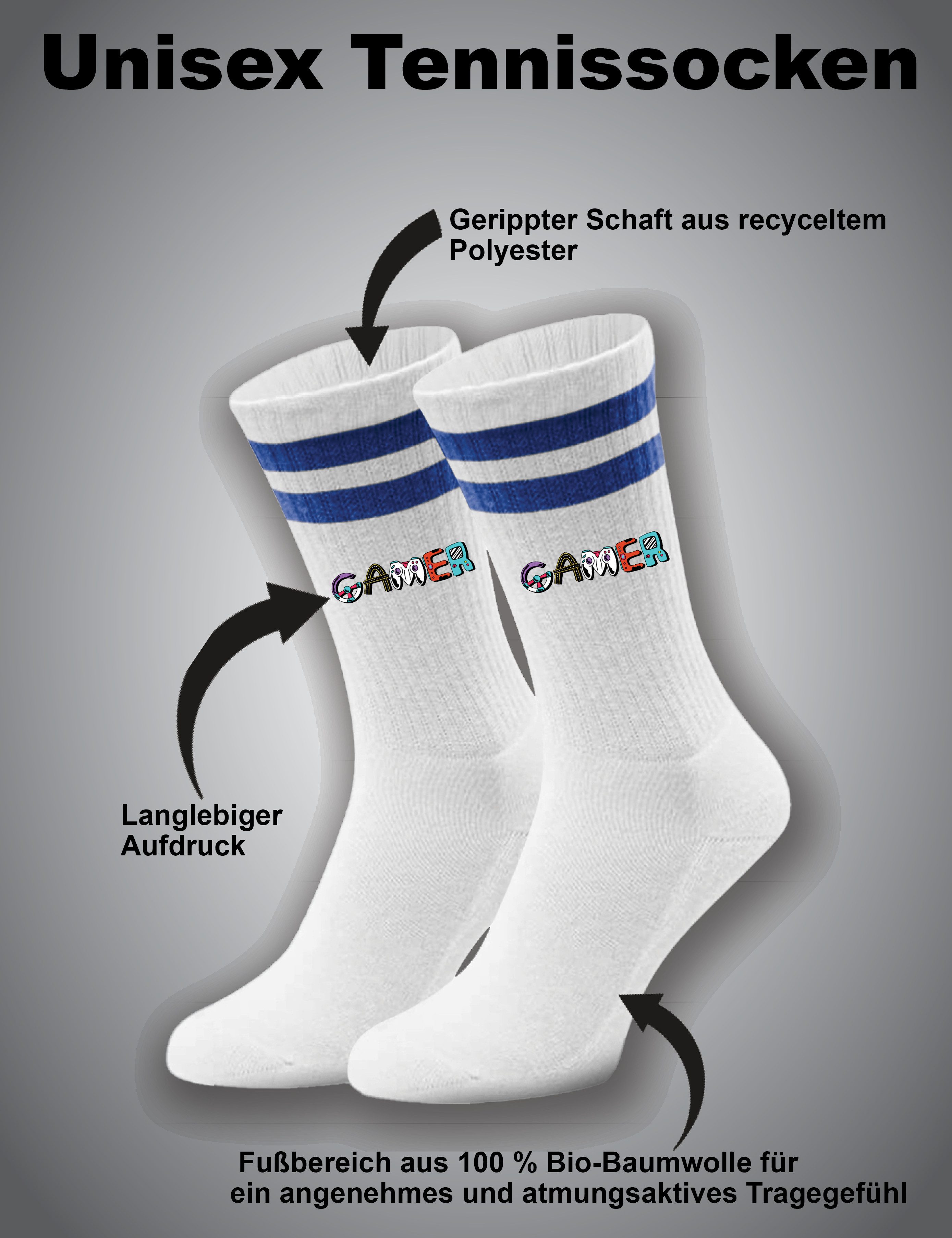 Youth Designz Tennissocken Gamer Unisex Socken Geschenk Retro mit verstärkter Verse und Zehenbereich