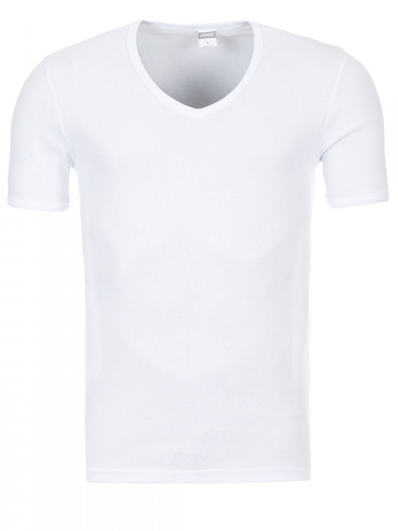 - Pack T-shirt Weiß 1002) Yazubi Basic mit (1er V-Neck V-Shirt V-Ausschnitt (1-tlg) bequemes Yazubi Tee white