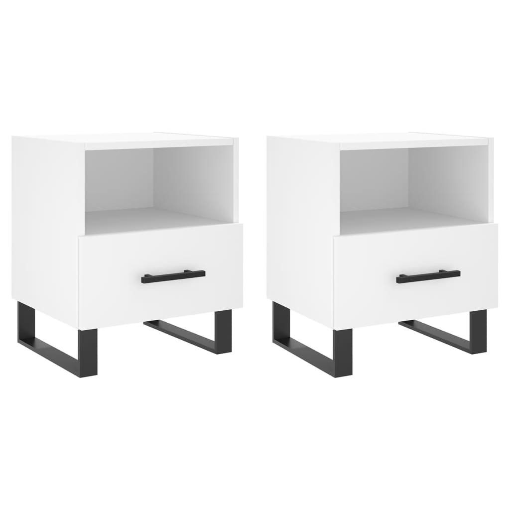 vidaXL Nachttisch Nachttische 2 Stk. Weiß 40x35x47,5 cm Holzwerkstoff (2-St)