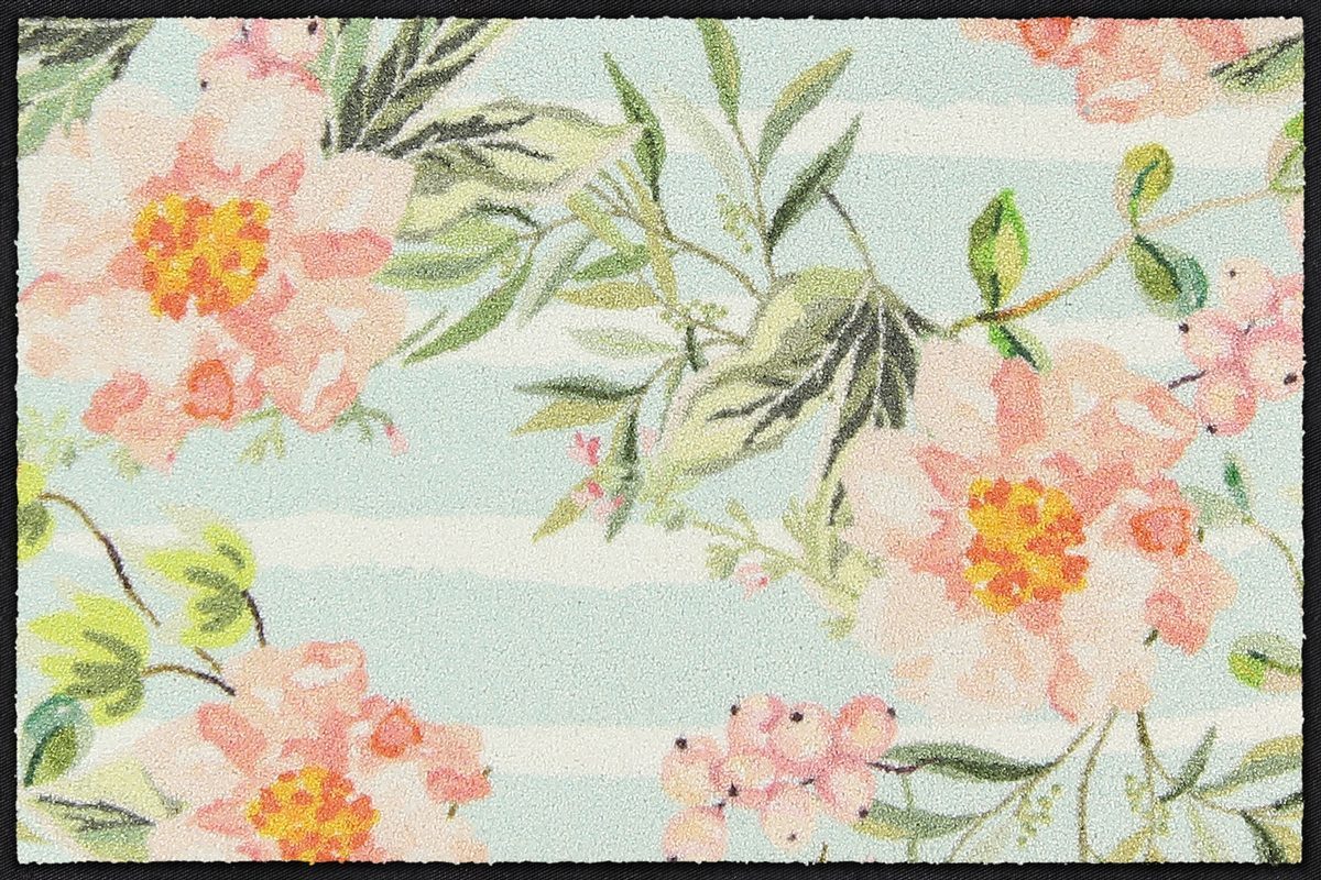 Salonloewe Fußmatte Fußmatte 50x75 Floral Stripes blue, Eingangsmatte normal, Höhe: 500 mm