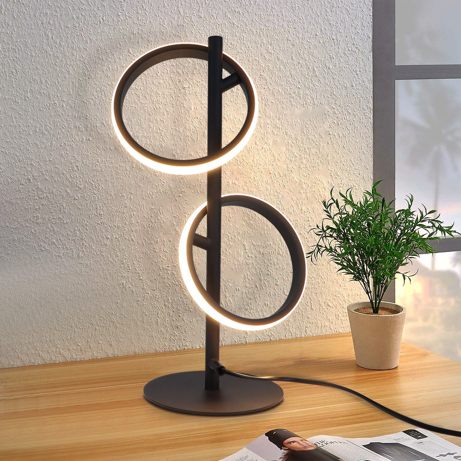 ZMH LED Tischleuchte Schwarz/Weiß Whonzimmer Modern günstig online kaufen