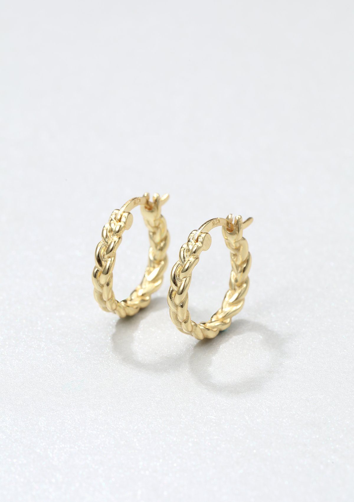 Hey Happiness Paar Creolen Unisex, Herren Ohrringe Silber 925, Kleine geflochtene Ohrringe für Männer, 18K Vergoldung