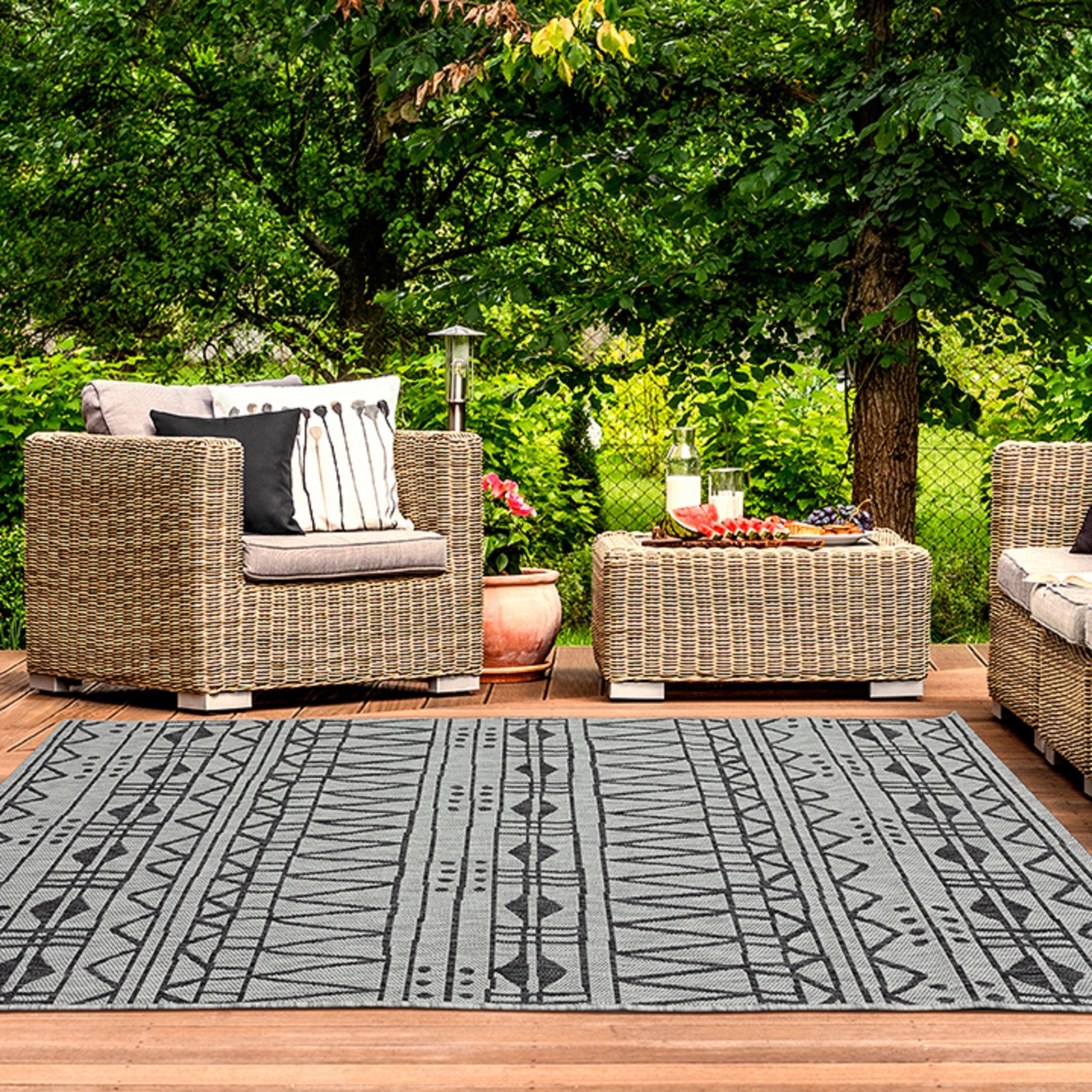 Höhe: Outdoorteppich Kurzflor, Outdoor TEPPIA, und geeignet 5 rechteckig, In- mm, ILLUSION 22375A,