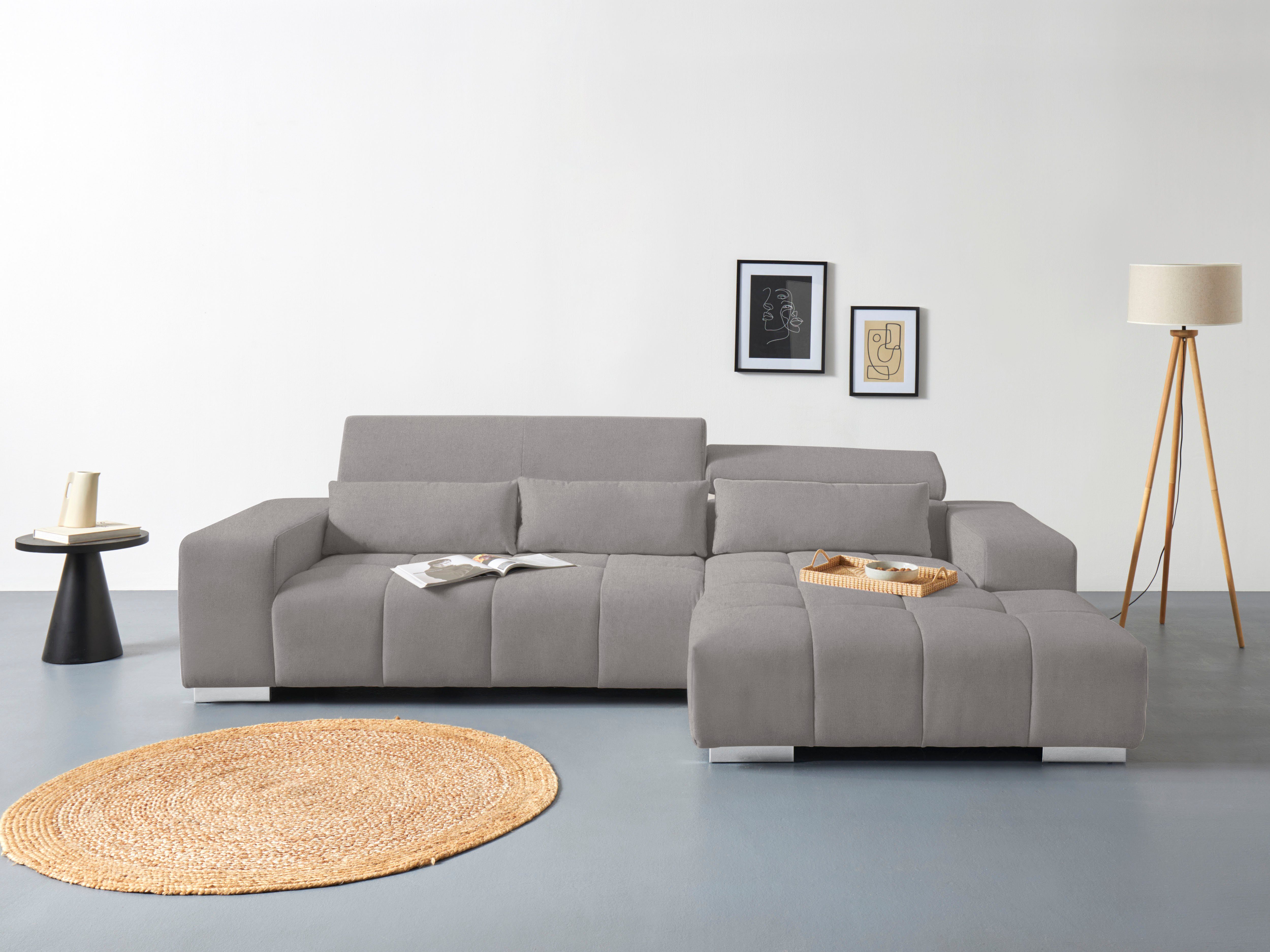 COTTA Ecksofa "Orion L-Form", mit Kopfteilverstellung & 3 Nierenkissen günstig online kaufen
