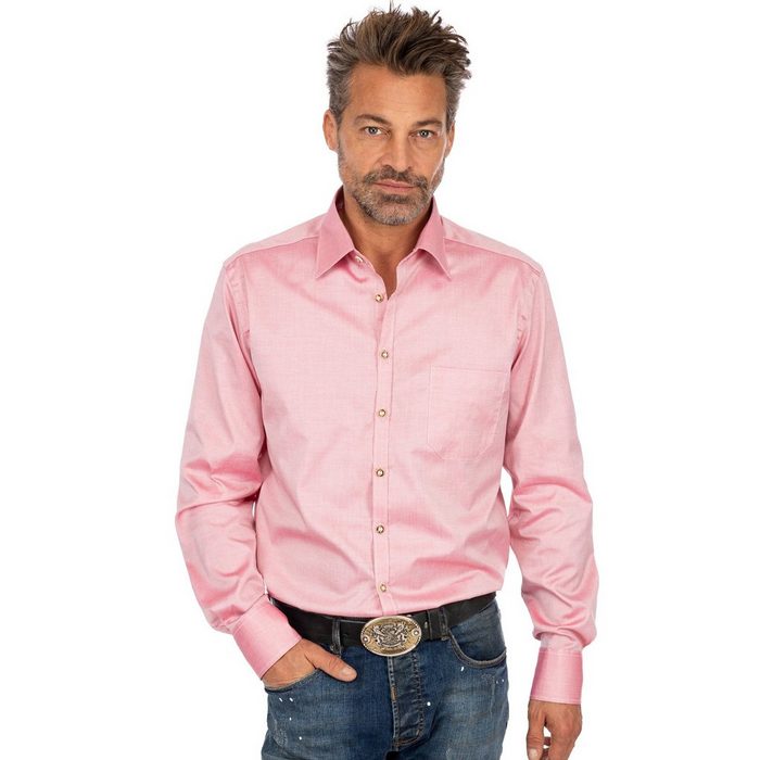 OS-Trachten Trachtenhemd Hemd Langarm ENNO bordeaux (Slim Fit)