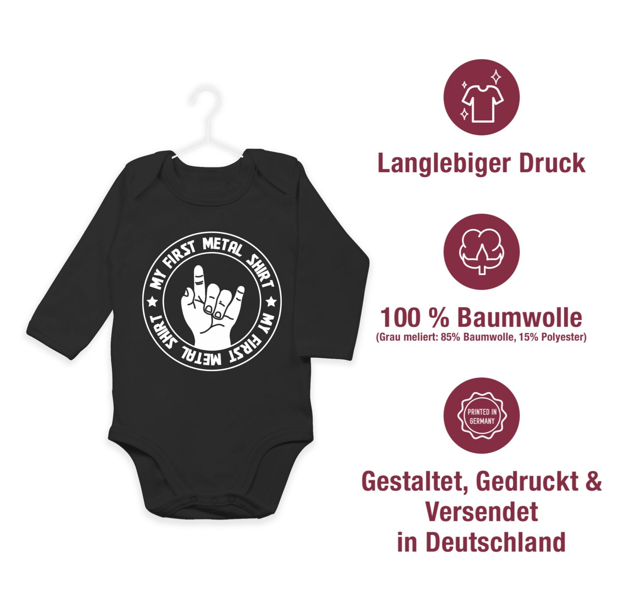Shirtracer Shirtbody 1 first My Metal & Schwarz Shirt Baby Mädchen Junge Strampler