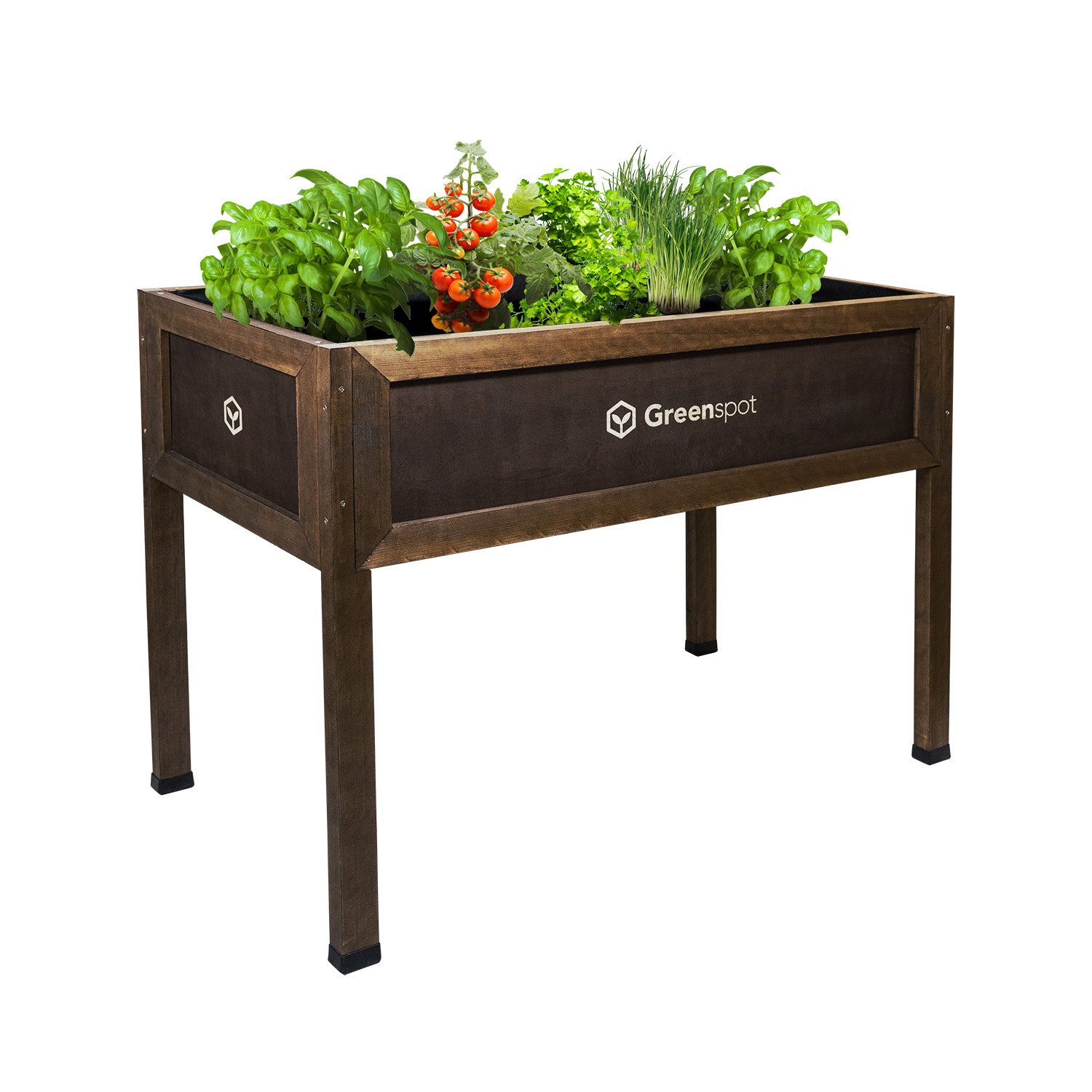 QLS Hochbeet Vintage für Balkon 110x55 cm, aus Holz Kräuterbeet wetterfest mit Vlies