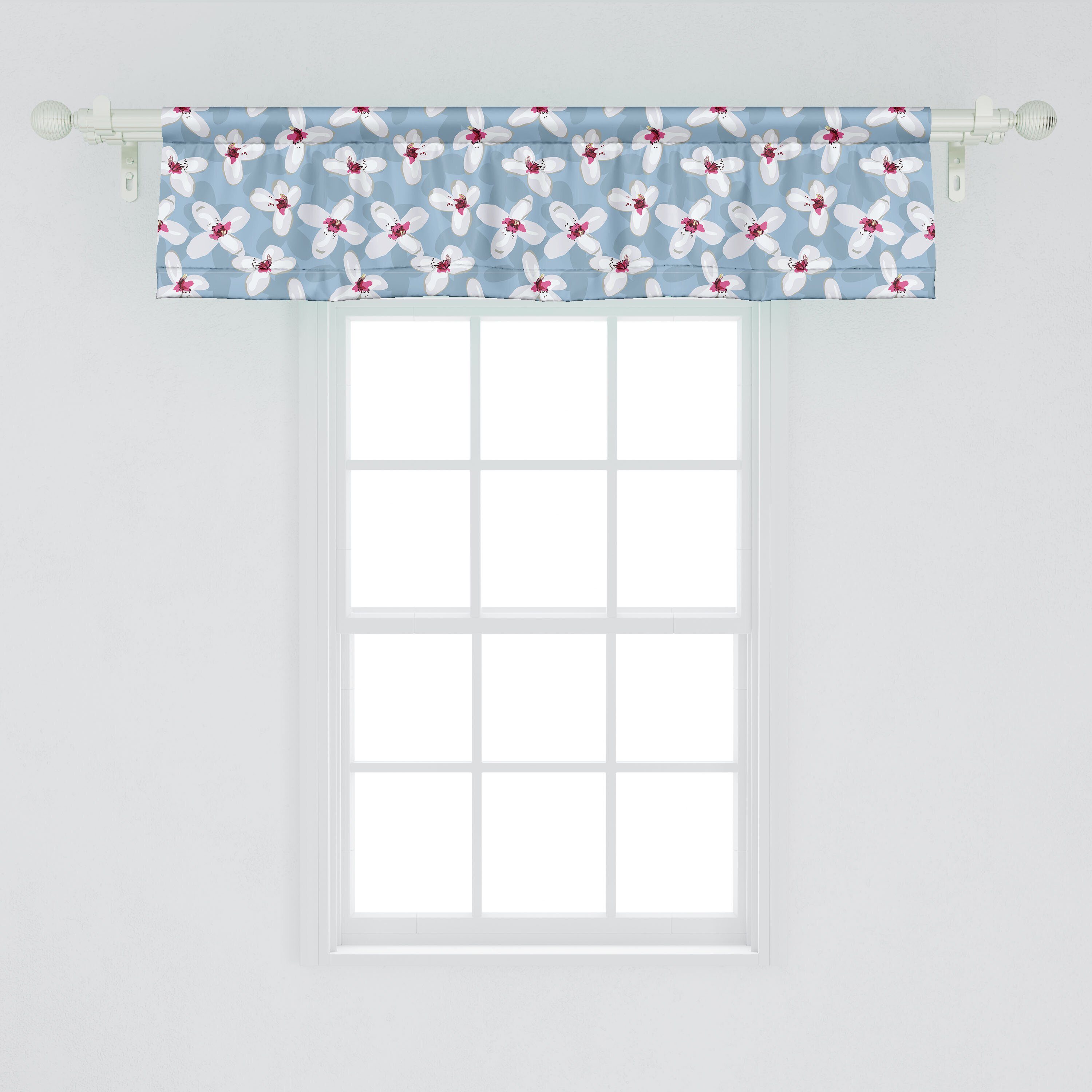 Scheibengardine Dekor Volant Vorhang mit Schlafzimmer Küche Abakuhaus, Stangentasche, für Microfaser, floral Orchideen Blume
