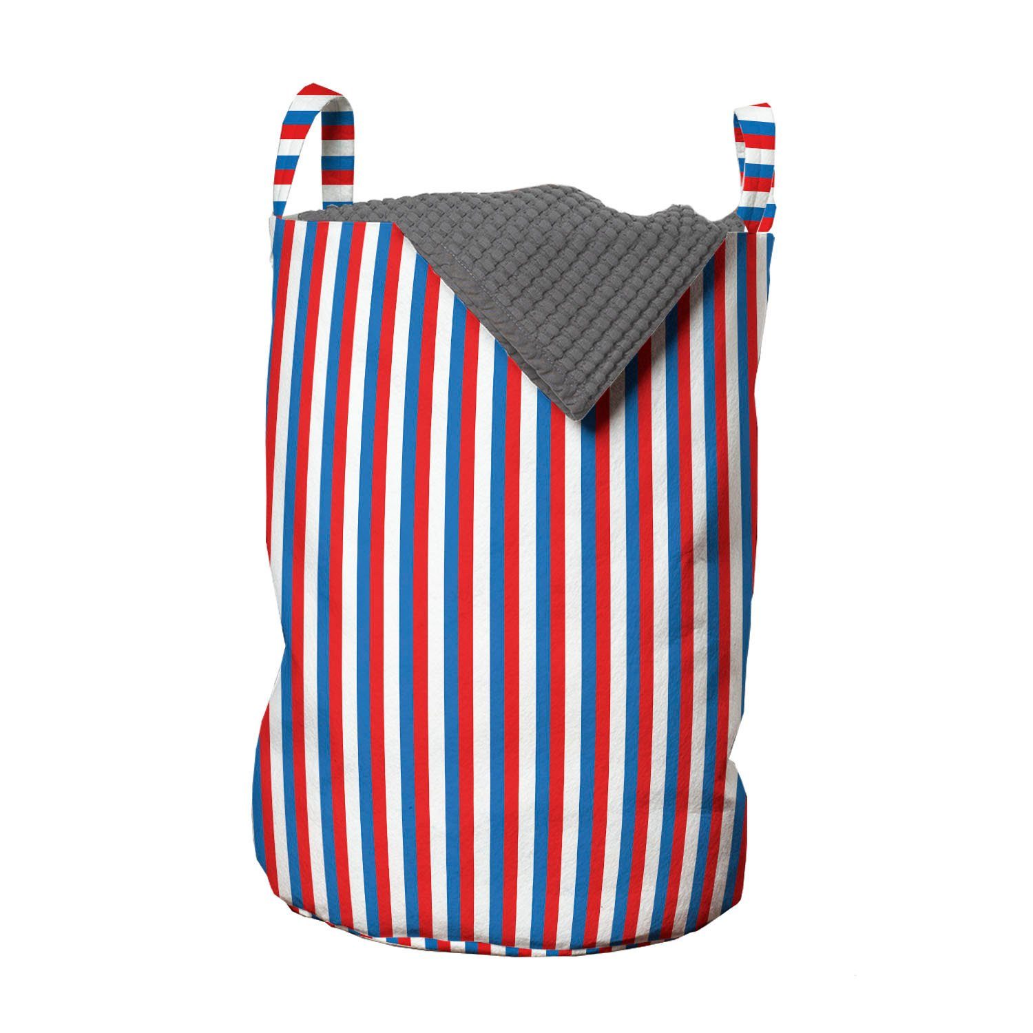 Abakuhaus Wäschesäckchen Wäschekorb mit Griffen Kordelzugverschluss für Waschsalons, Harbor-Streifen Patriotische Farben