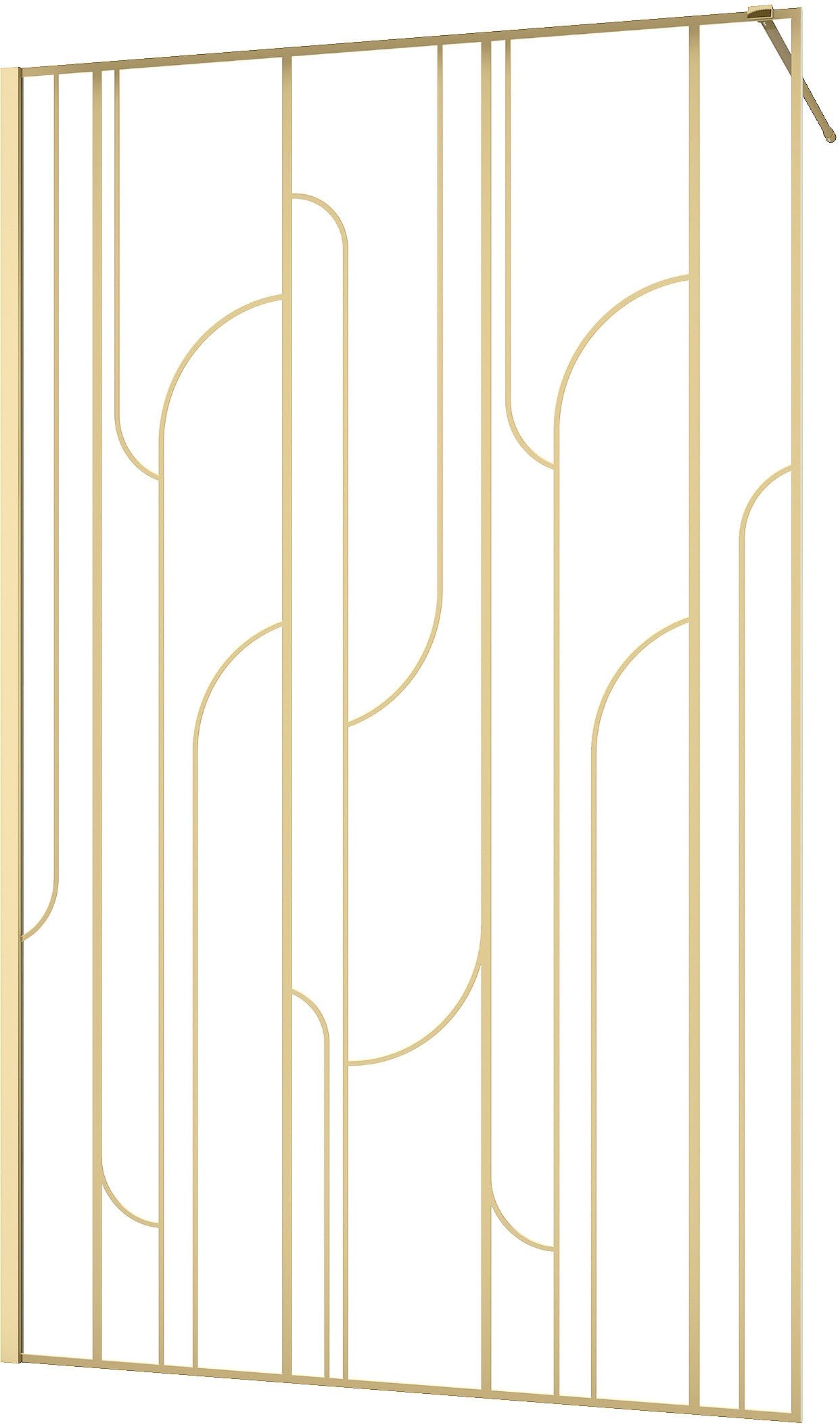 Marwell Walk-in-Dusche Nouveau, Einscheibensicherheitsglas, im Stile des ART DECO: mit goldenen Siebdruck und Wandprofil