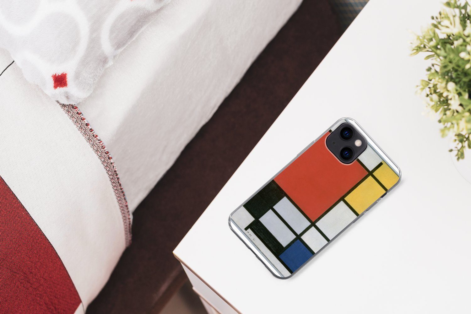 MuchoWow Handyhülle für Apple iPhone 13 Komposition 2 in Rot Blau und Gelb - Piet Mondrian, Smartphone-Bumper, Print, Handy Schutzhülle Dünn