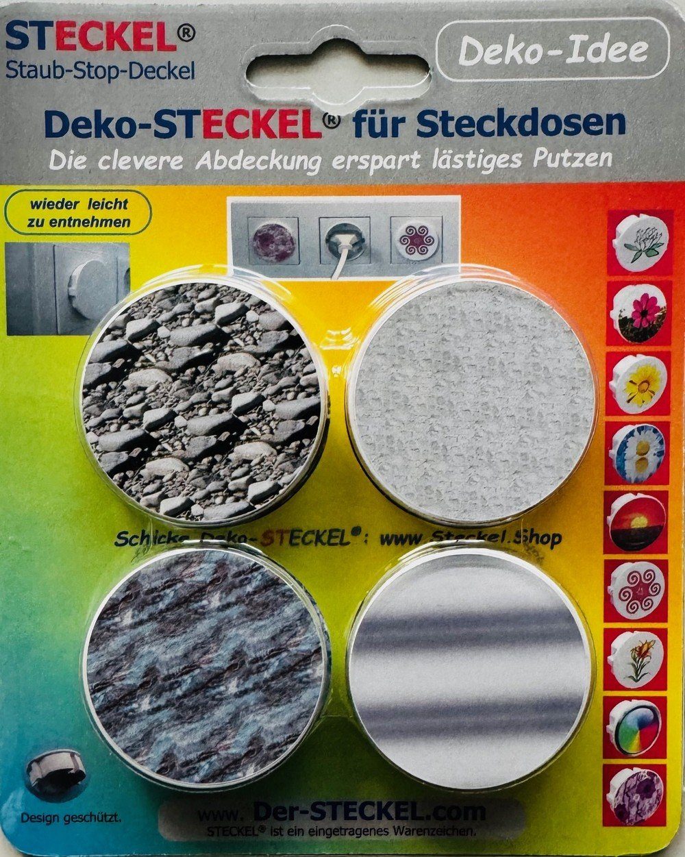 STECKEL Wanddekoobjekt 4 Stück DEKO-STECKEL® - DS-467 Steine - Steckdosen Abdeckung