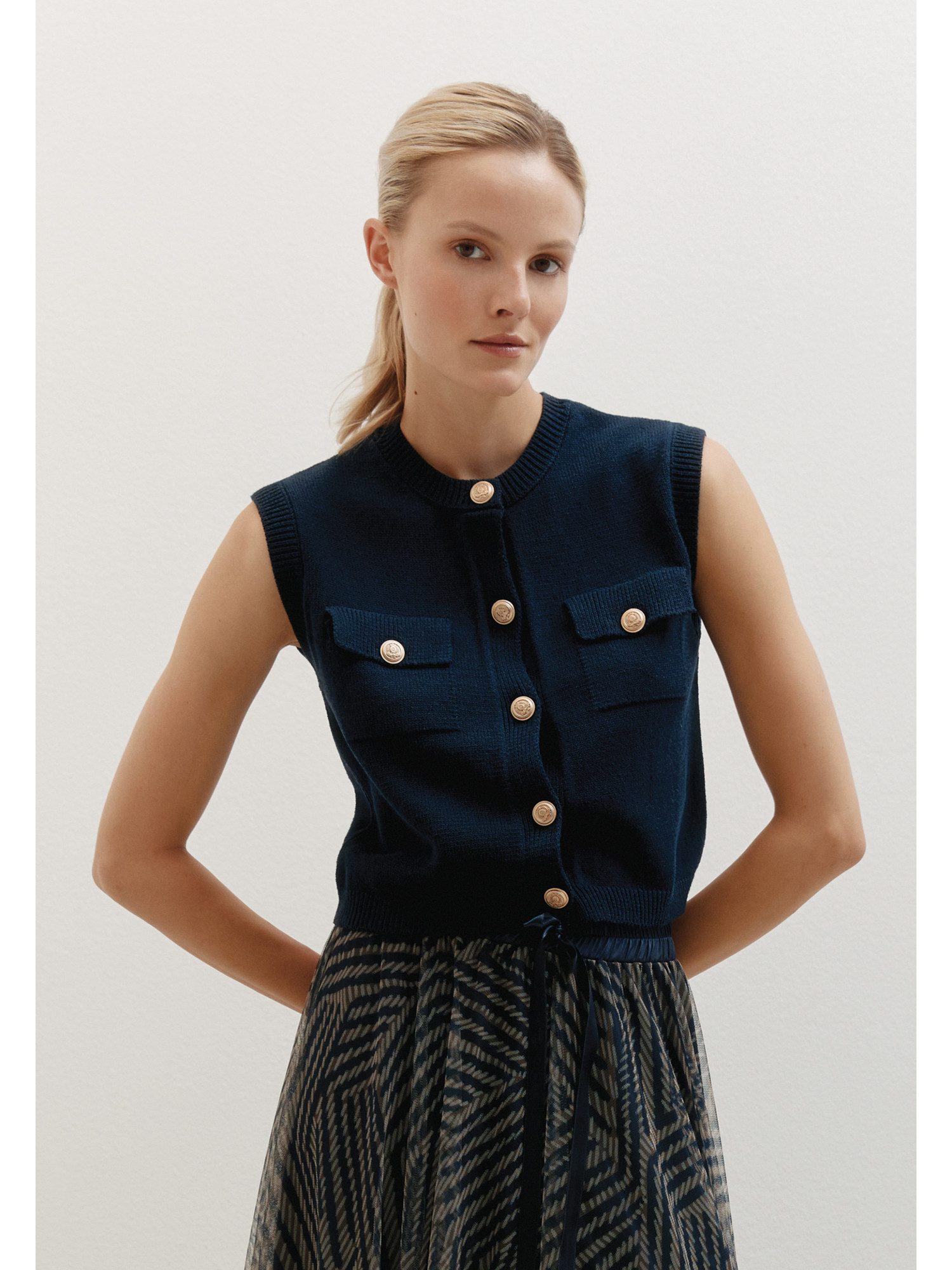 MORE&MORE Strickweste ärmellose Strickjacke günstig online kaufen