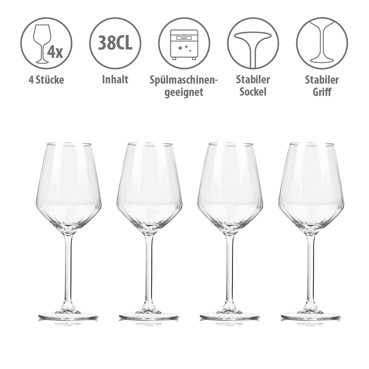 Alpina Weinglas alpina Weingläser Weißwein - Set 38cl, Glas