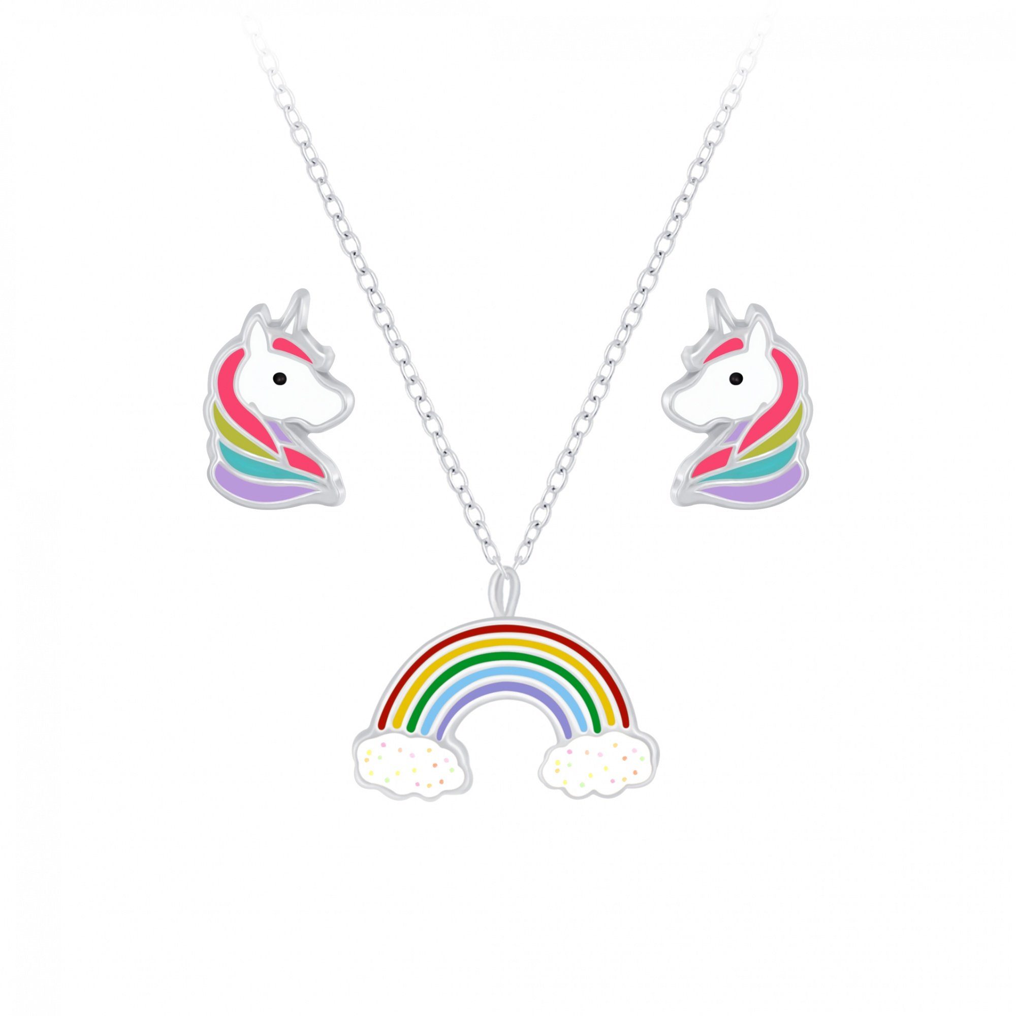 ALEXANDER YORK Schmuckset Schmuckset, RAINBOW Einhorn und Regenbogen, 4-tlg.