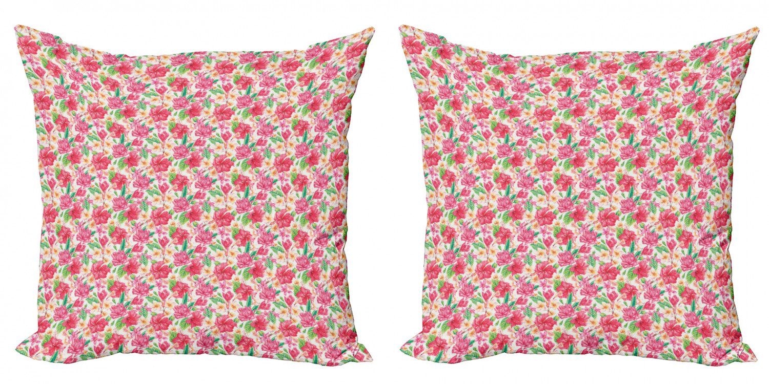 Kissenbezüge Modern Accent Doppelseitiger Digitaldruck, Abakuhaus (2 Stück), Hibiskus Sommer tropische Blumen