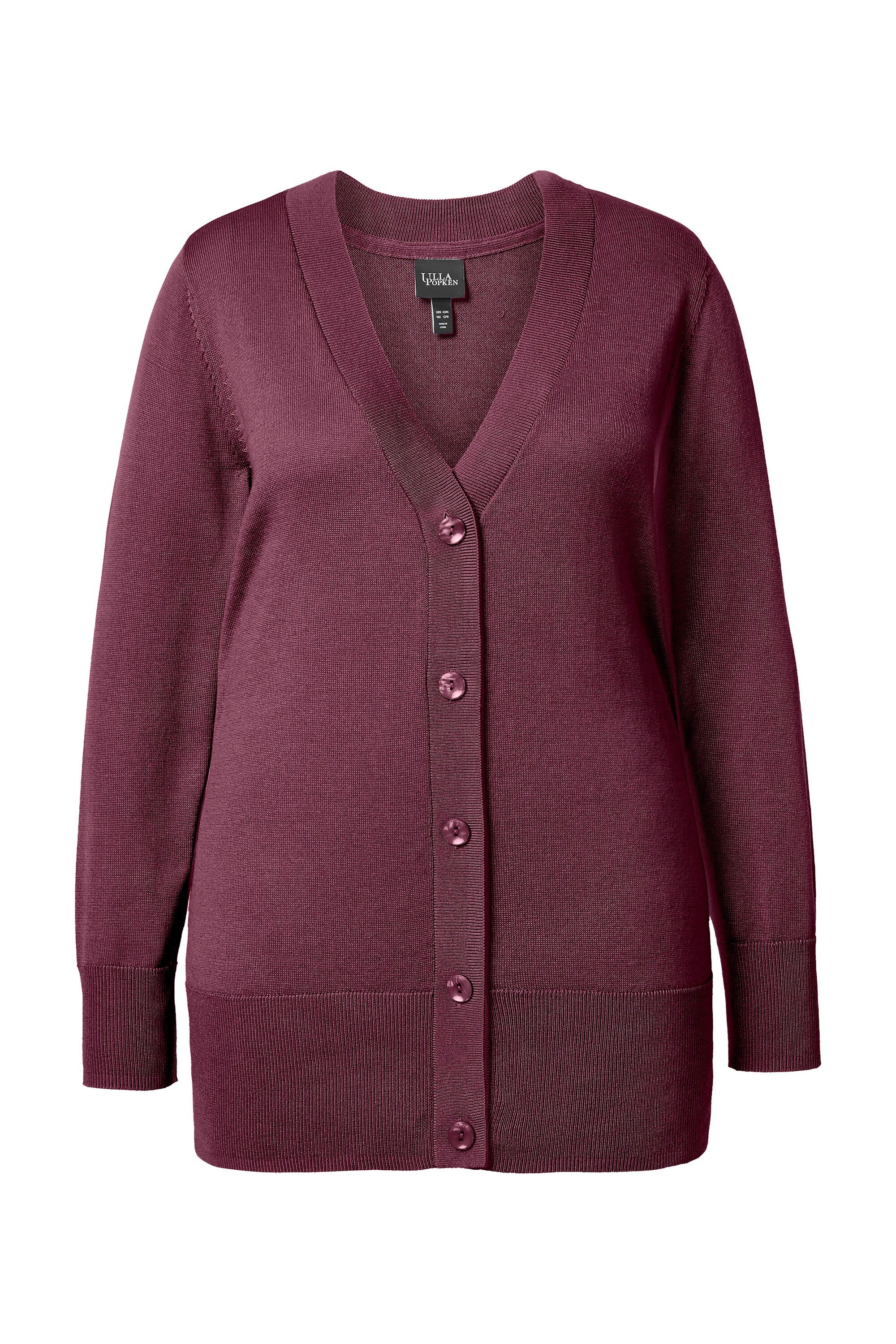 Ulla Popken Strickjacke Strickjacke V-Ausschnitt Knopfleiste Feinstrick Bestseller – Bild 2 von 4