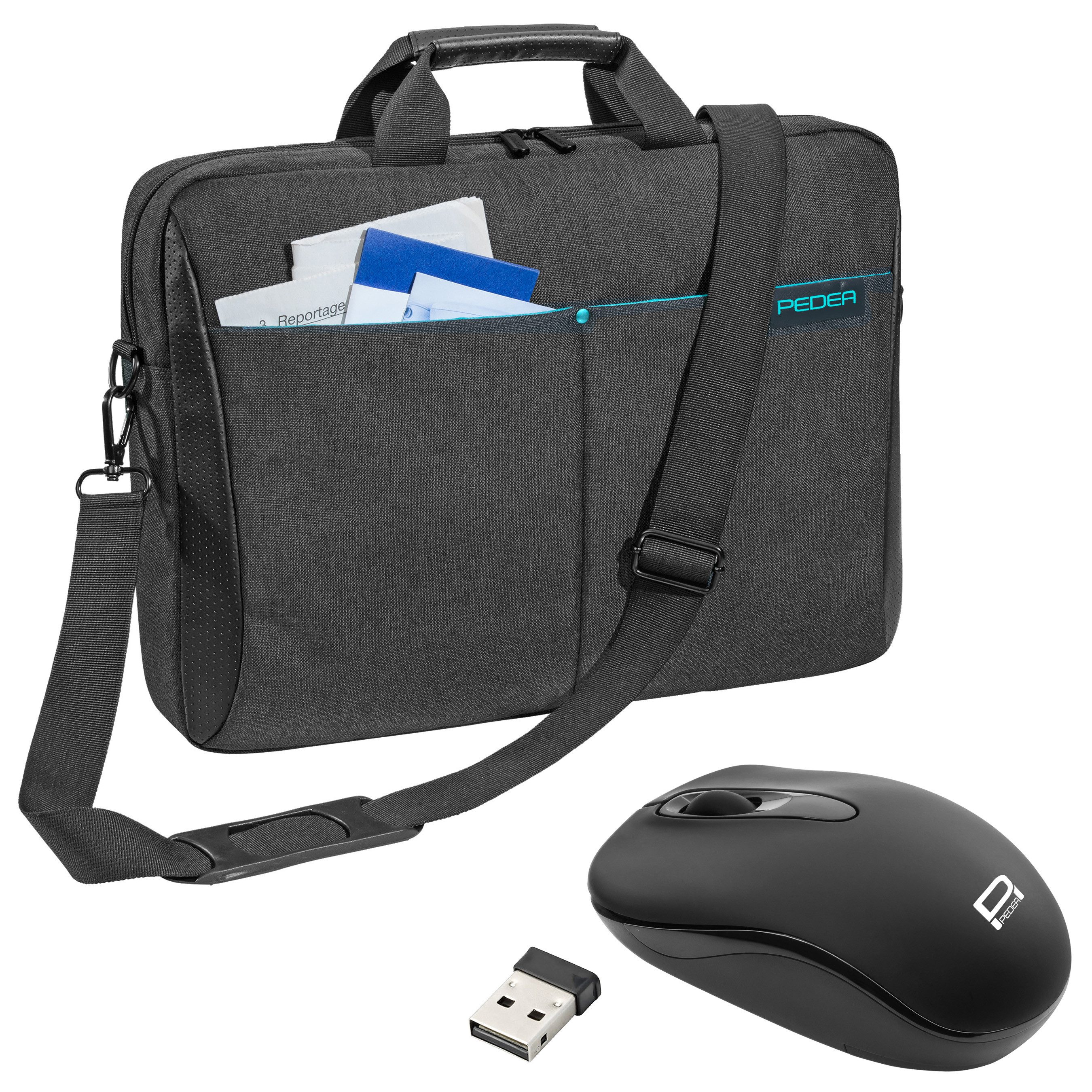 PEDEA Laptoptasche LIFESTYLE Notebooktasche mit Schultergurt 15,6 / 17,3 Zoll, dicke Polsterung, wasserabweisenden Materialien