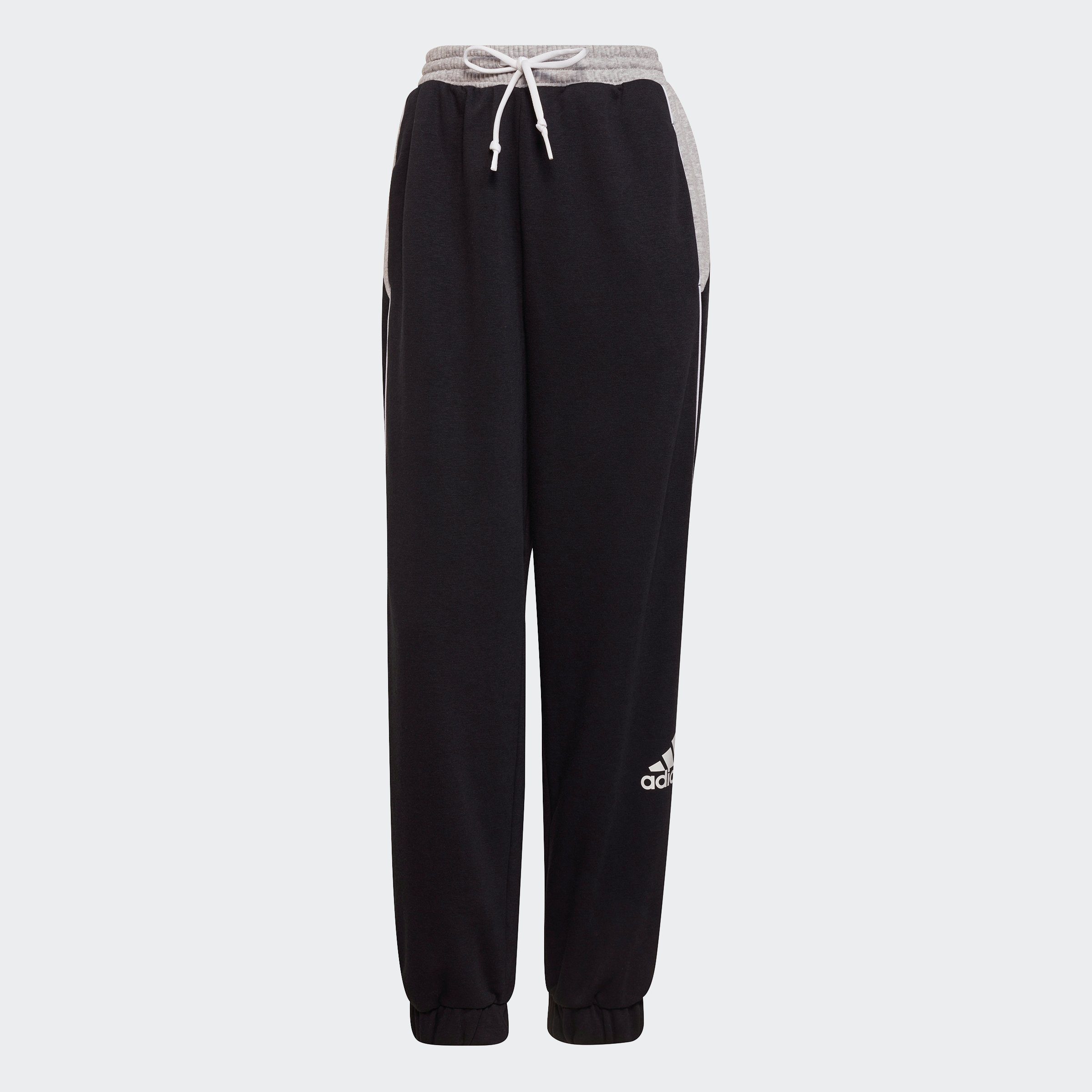 Jogginghose HOSE COLORBLOCK adidas (1-tlg) LOOSE ESSENTIALS Sportswear schwarz-grau