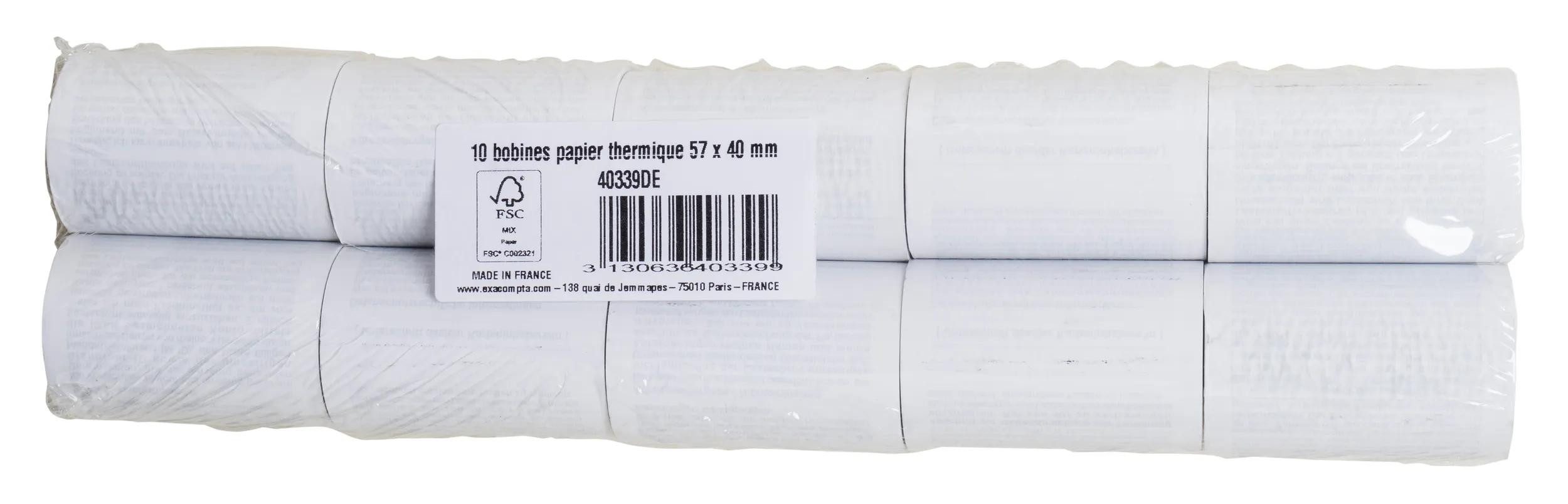 EXACOMPTA Endlospapier 50x Thermorolle 1-lagig Lastschrift 55g/m2 57x40mx12 - 40339DE, Kassenrollen