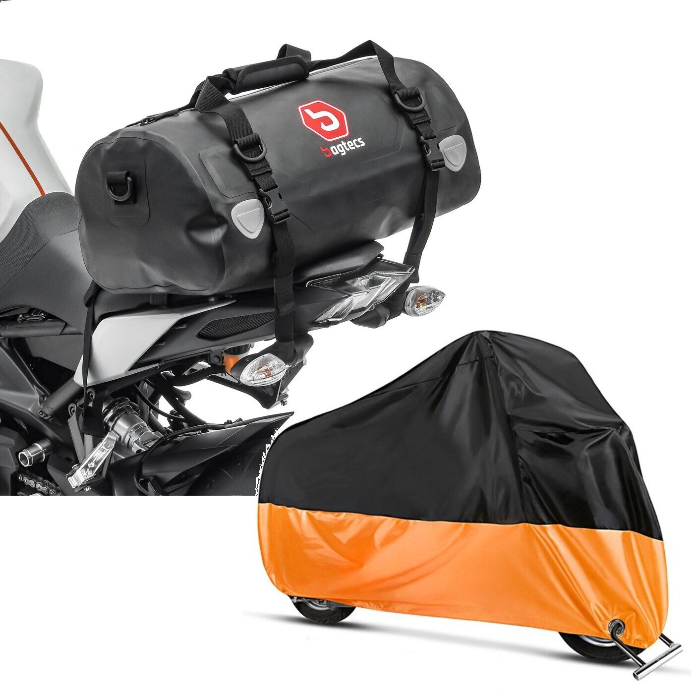 Bagtecs Reisetasche Set: Motorrad Hecktasche Drybag XF30 Wasserdicht Volumen 30l # mit Mot