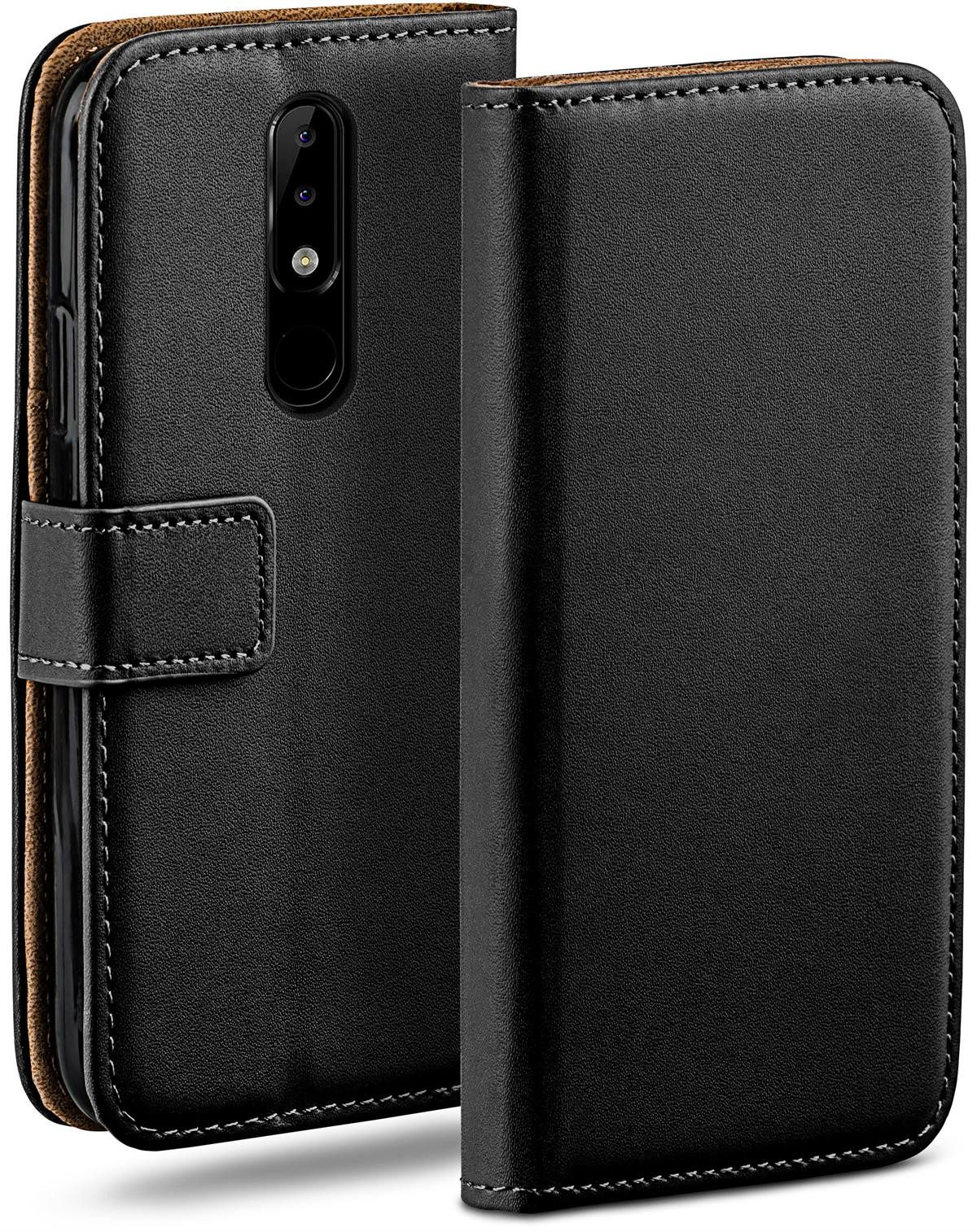 moex Handyhülle für Nokia 5.1 Plus Hülle Klappbar Book Case Schwarz 5,86 Zoll, Klapphülle Kartenfach Flip Cover Handytasche Leder Optik Schutzhülle