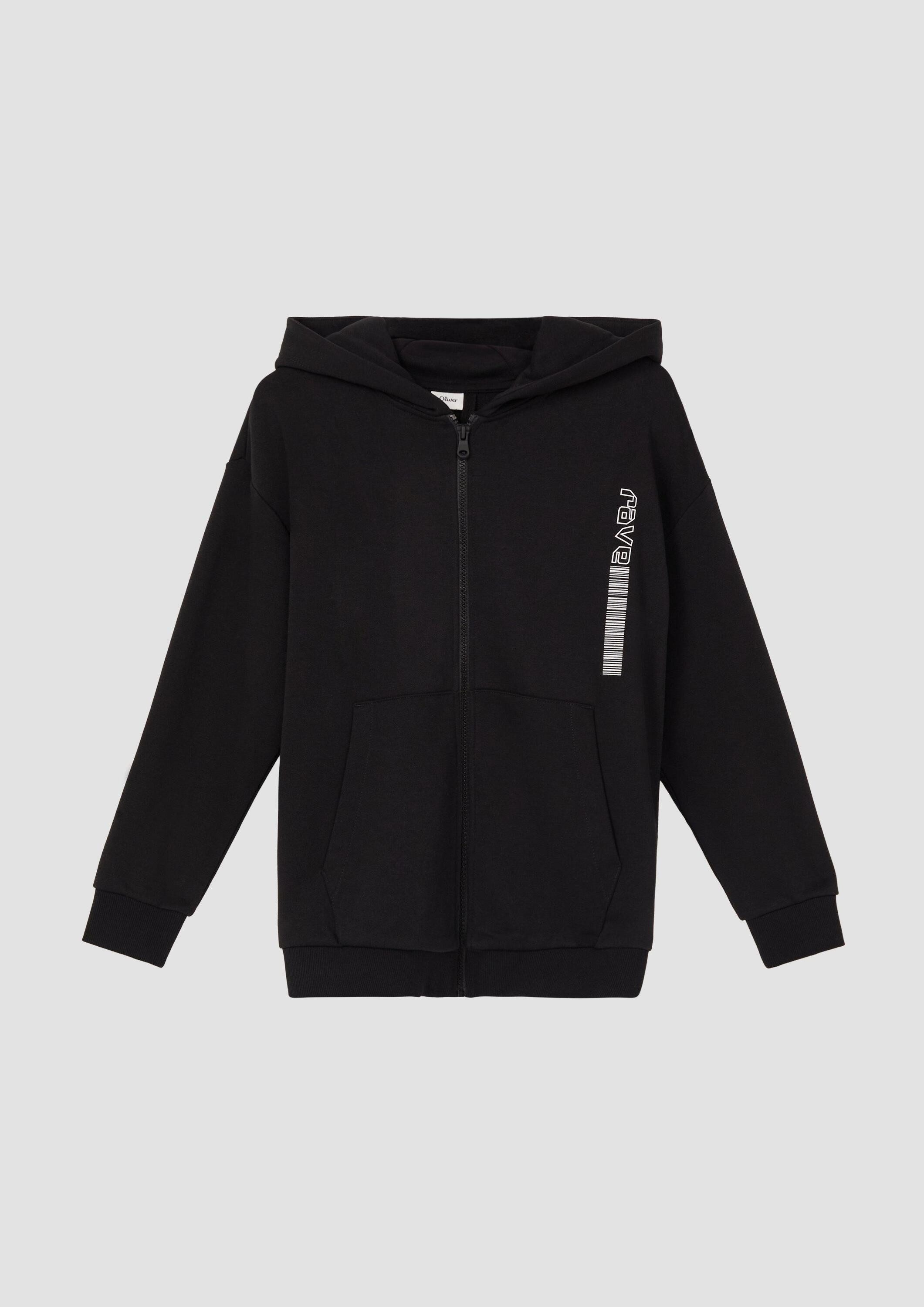 s.Oliver Sweatjacke Sweatshirt Jacke Sweatshirt-Jacke mit Front- und Rückenprint