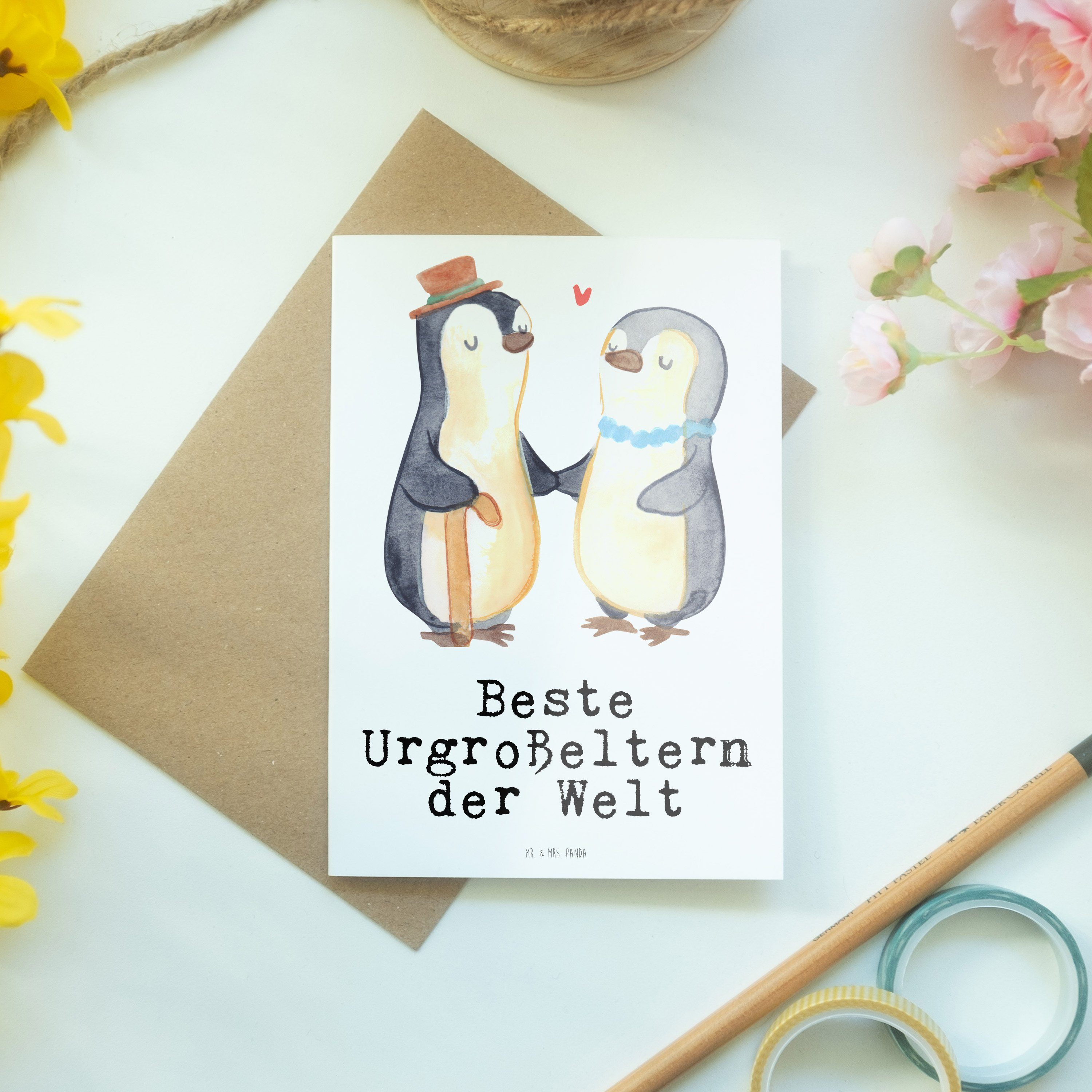 Urgroßeltern der Mr. Pinguin - für, Hochzeits Beste Mrs. Grußkarte Welt Geschenk, Weiß - & Panda