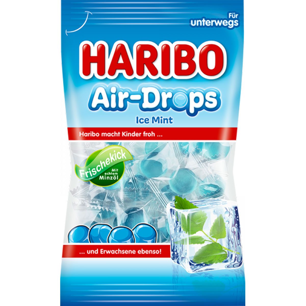 HARIBO Süßigkeit, Haribo Air Drops Ice Mint Einzeln verpackte Gummi Bonbons 100g