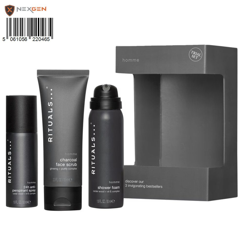 Rituals Pflege-Geschenkset Homme Collection, 3-teilig Geschenkbox, Duschgel + Spray + Scrub