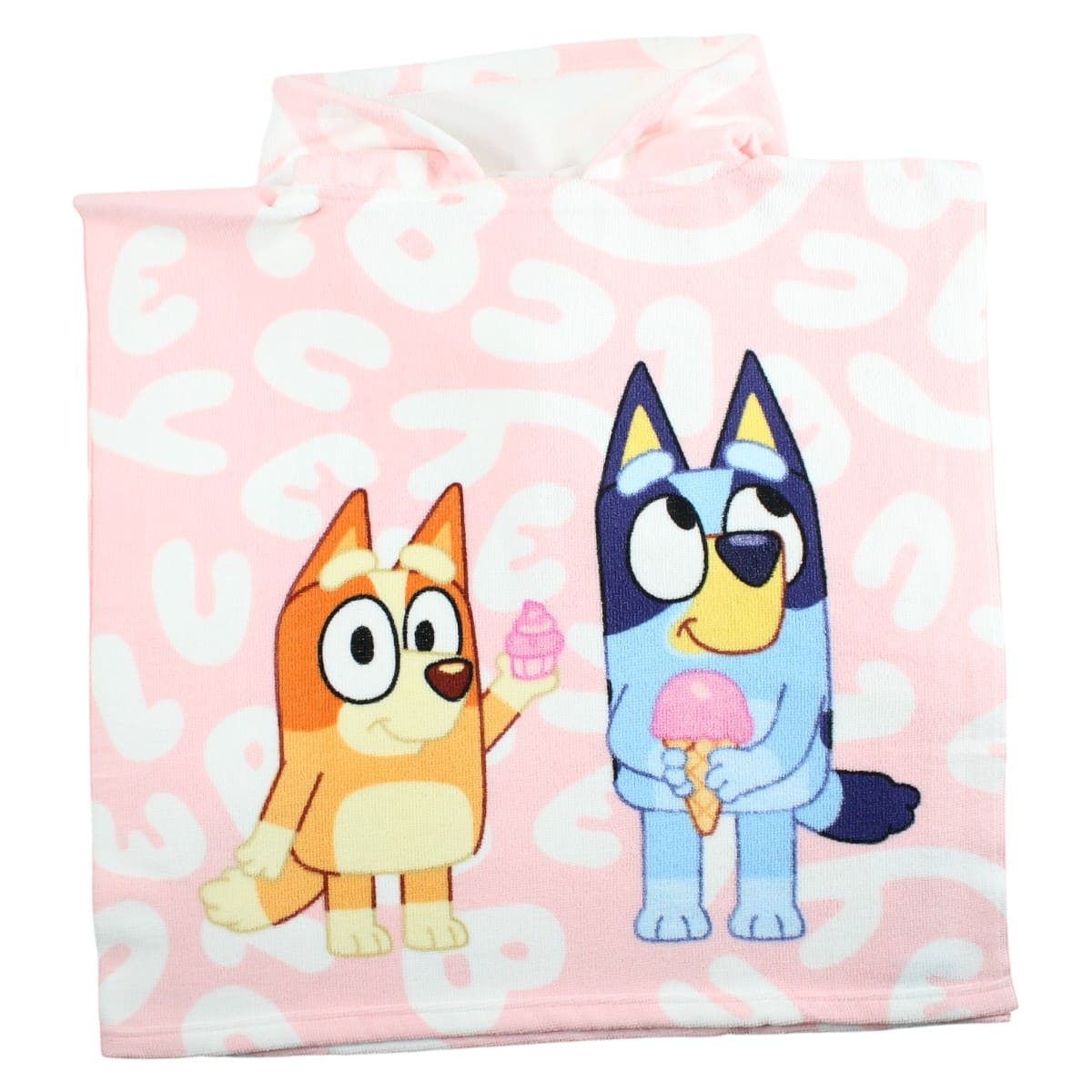 Bluey Badeponcho Bluey und Bingo Kleinkind Poncho Badeponcho mit Kapuze 50x100 cm, midi, Polyester, Kapuze, ohne