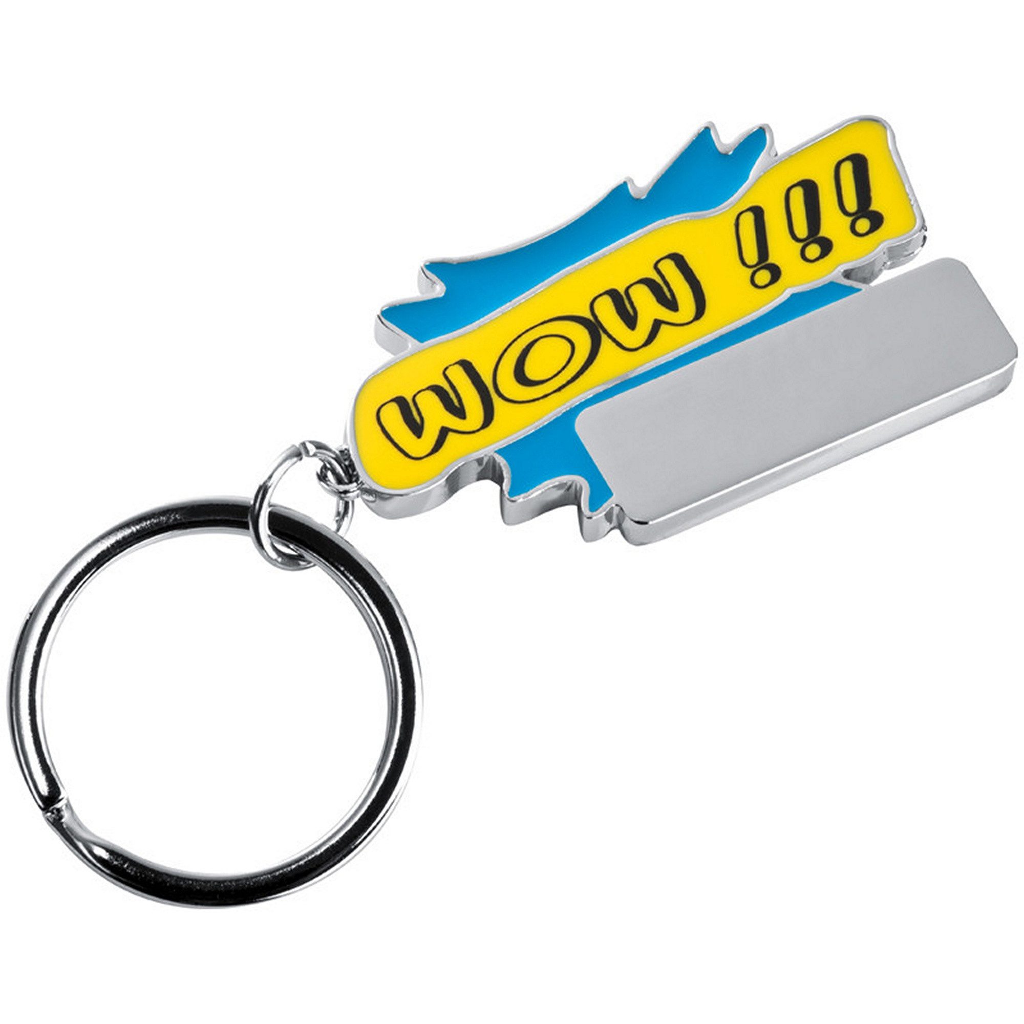 Livepac Office Schlüsselanhänger Metall Schlüsselanhänger "Wow!!!" / Farbe: hellblau
